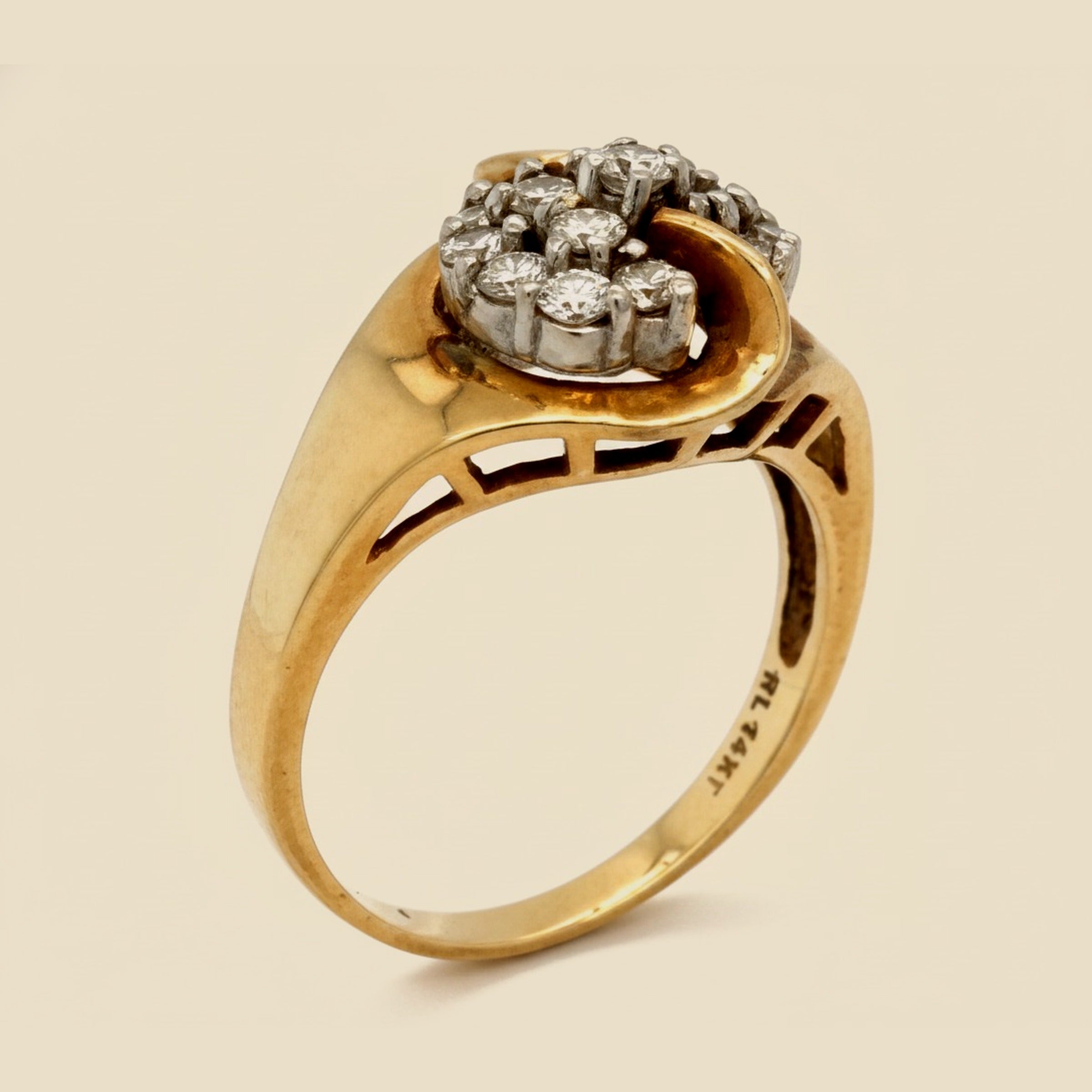 Yellow Gold Fancy Diamond Cluster Ring