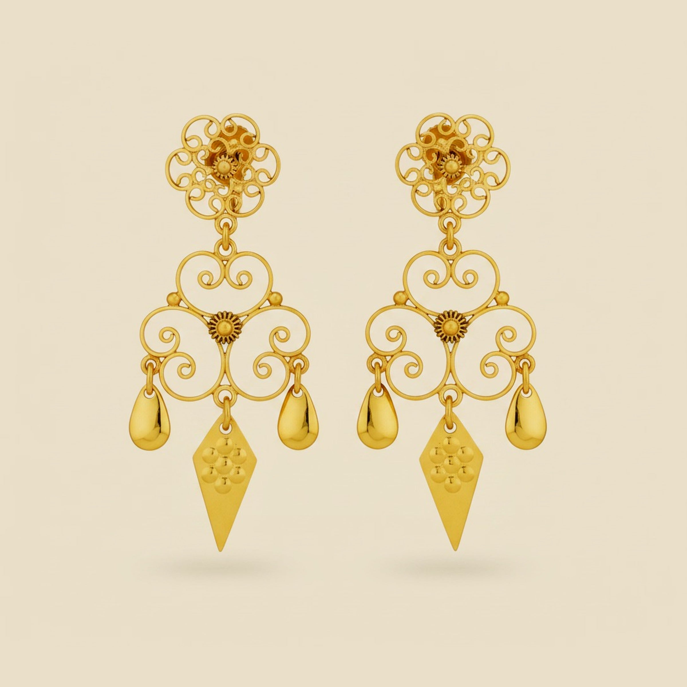 Yellow Gold Filigree Wire Dangling Earrings – Empire Diamond
