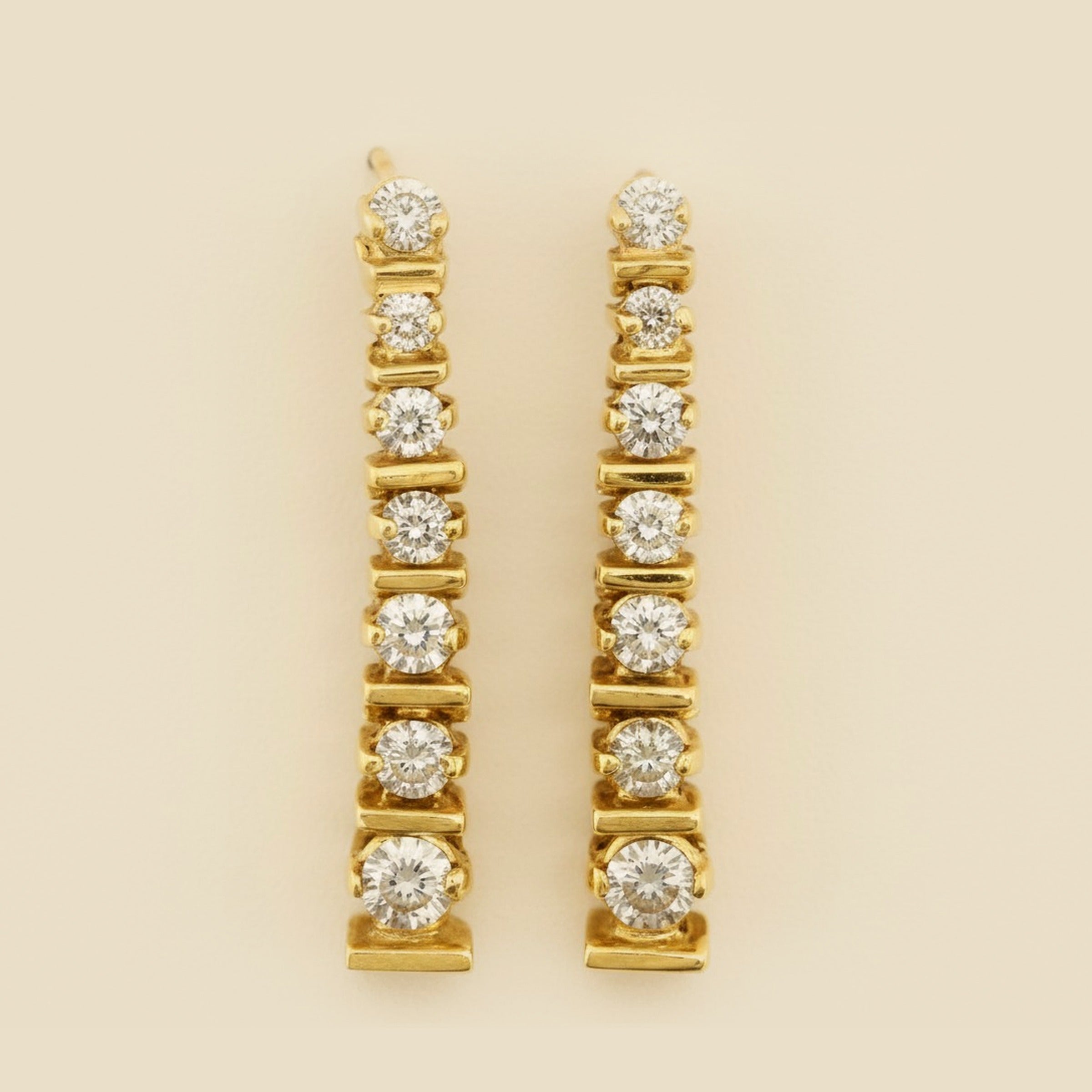 Yellow Gold Long Diamond Hanging Earrings – Empire Diamond