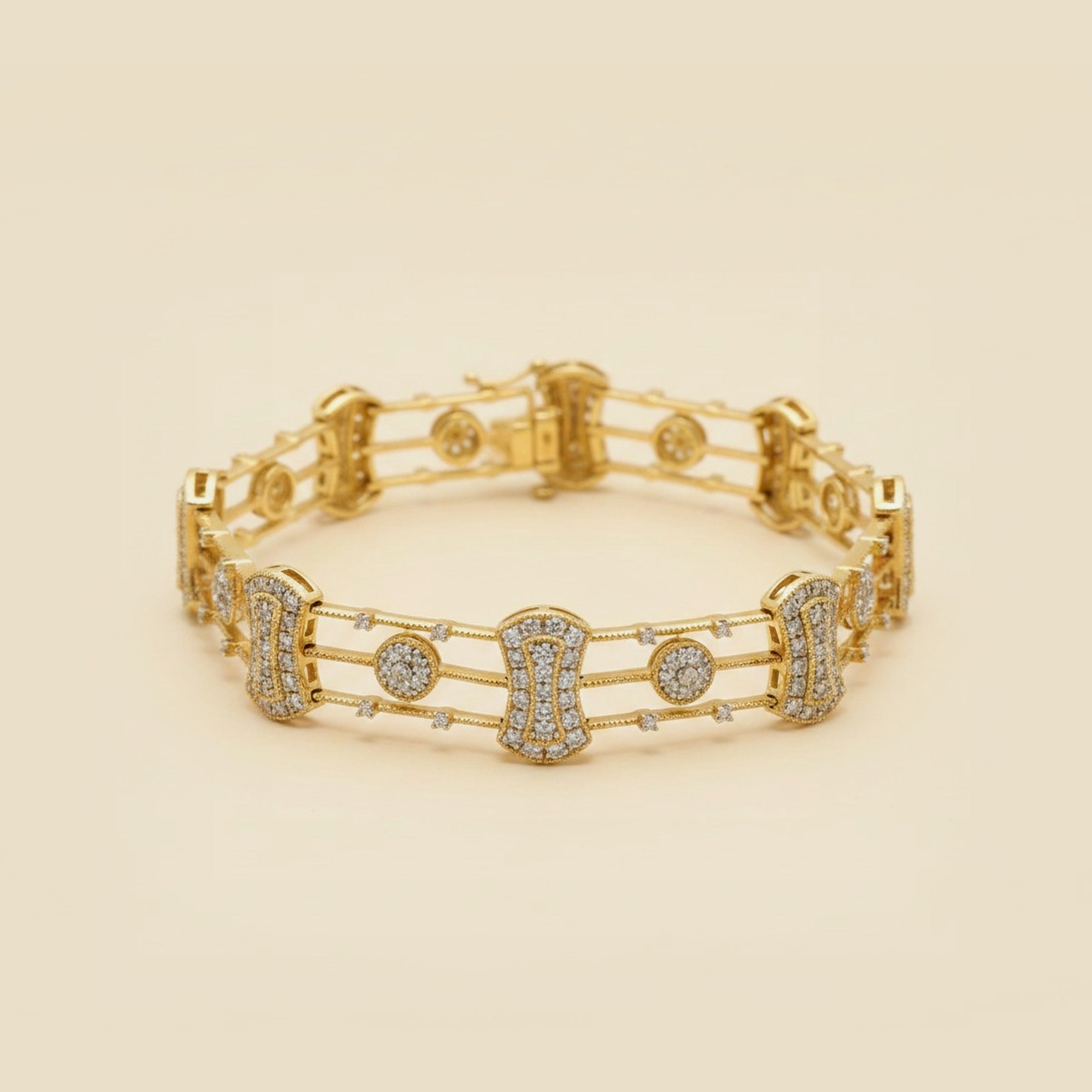 Yellow Gold Open Work Diamond Bracelet – Empire Diamond
