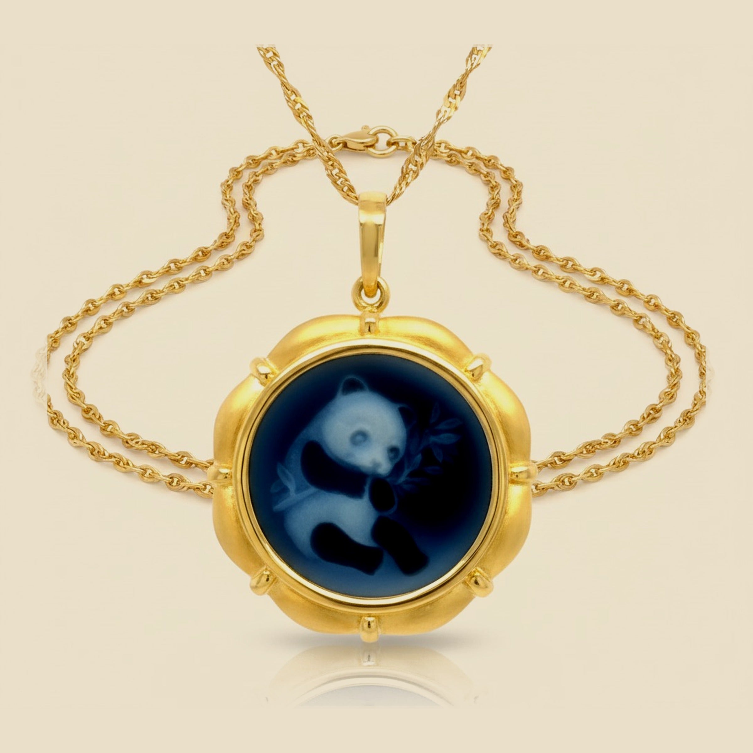 Yellow Gold Panda Pendant Necklace