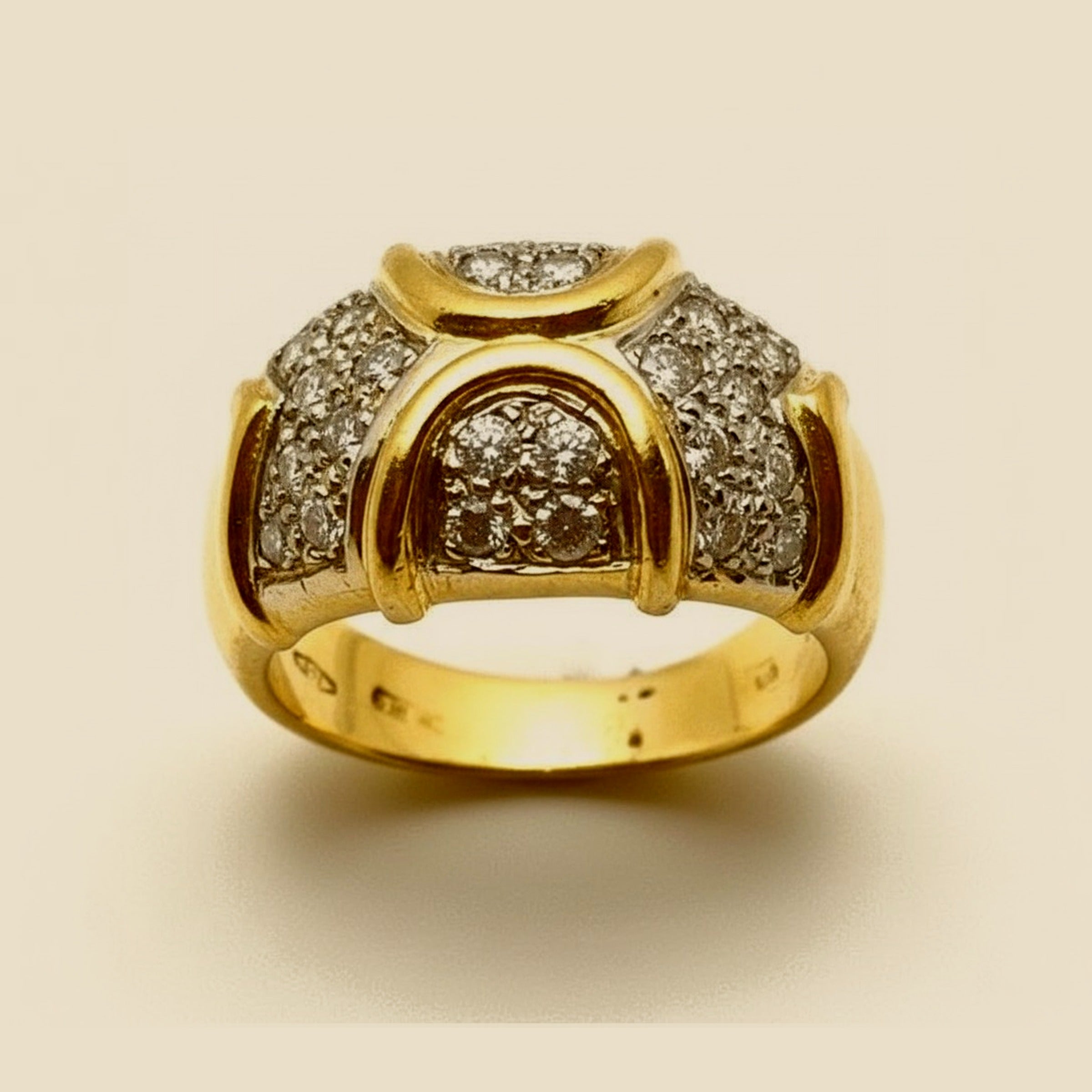 Yellow Gold Pave Diamond Cocktail Ring – Empire Diamond – view 2