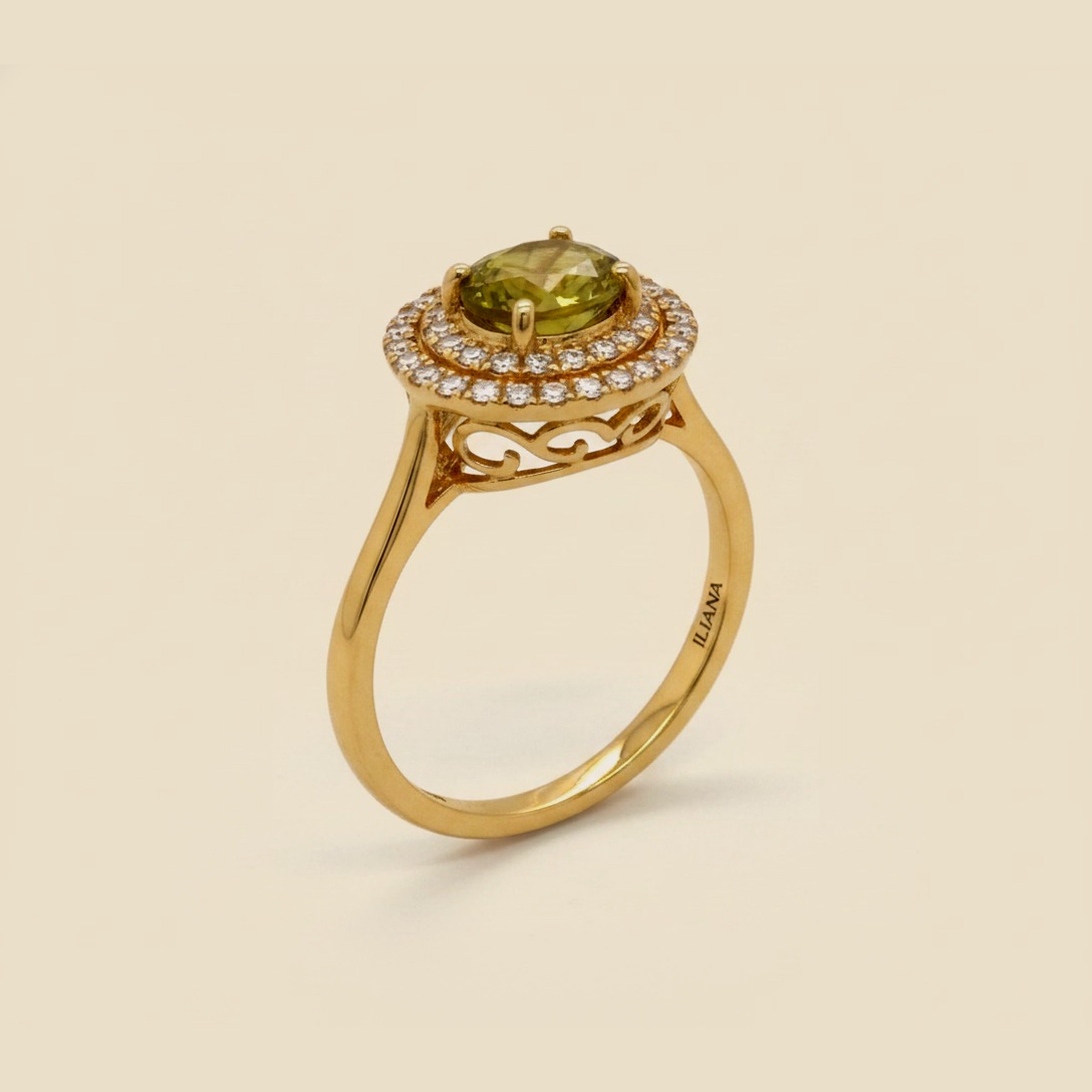 Yellow Gold Peridot & Diamond Cocktail Ring