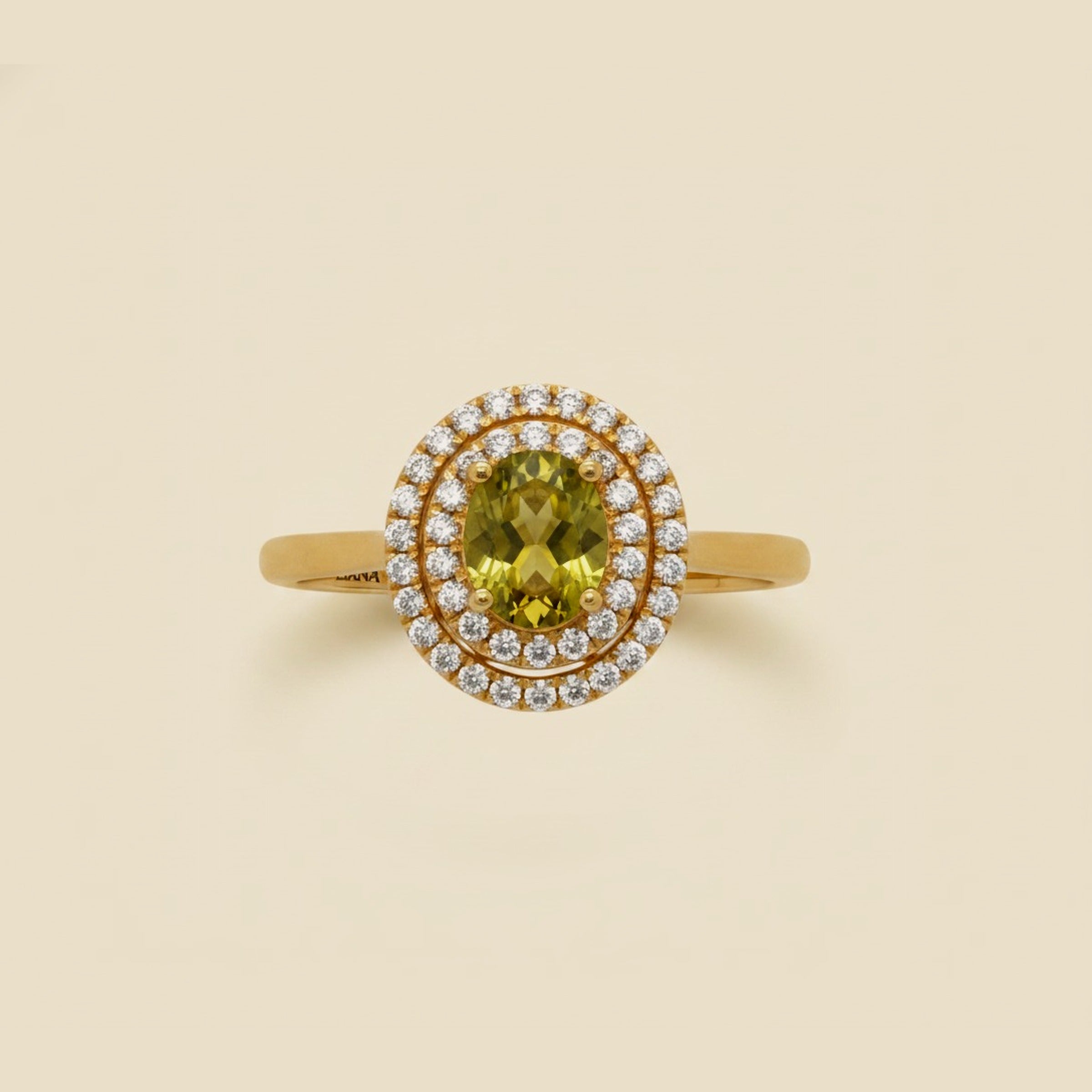Yellow Gold Peridot & Diamond Cocktail Ring