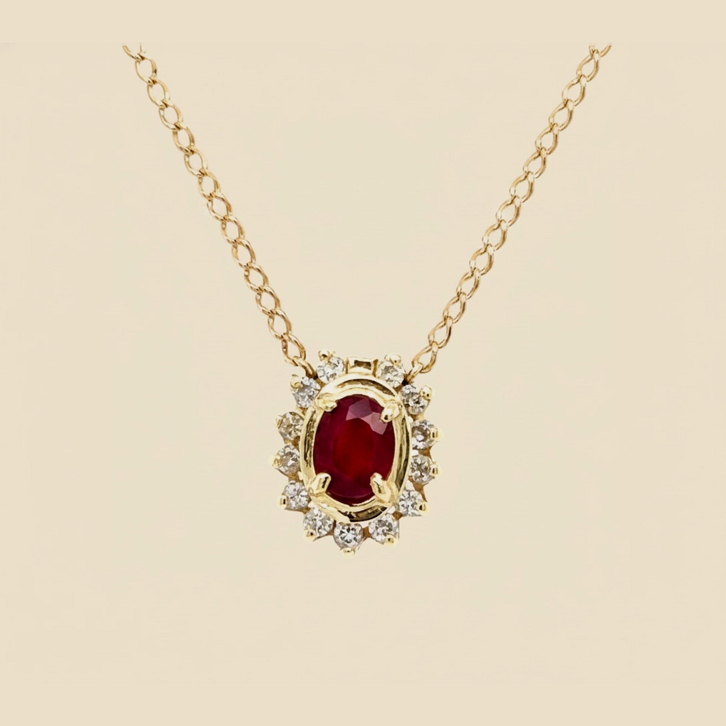 Yellow Gold Ruby & Diamond Pendant