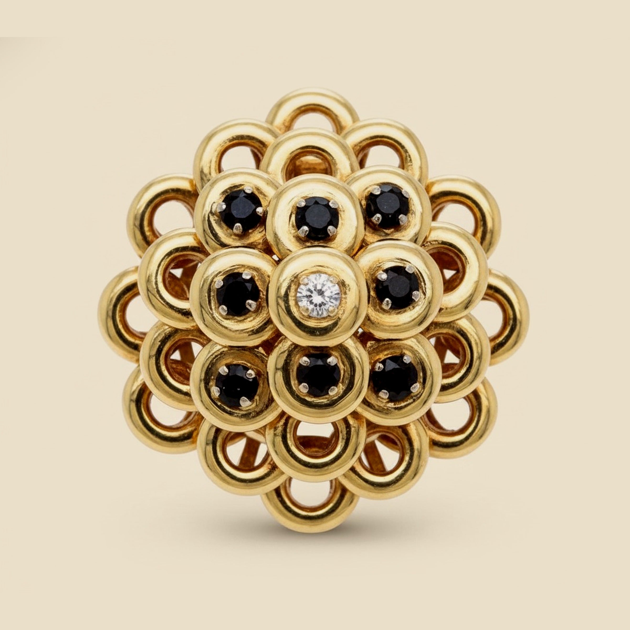 Yellow Gold Sapphire/Diamond Cocktail Ring