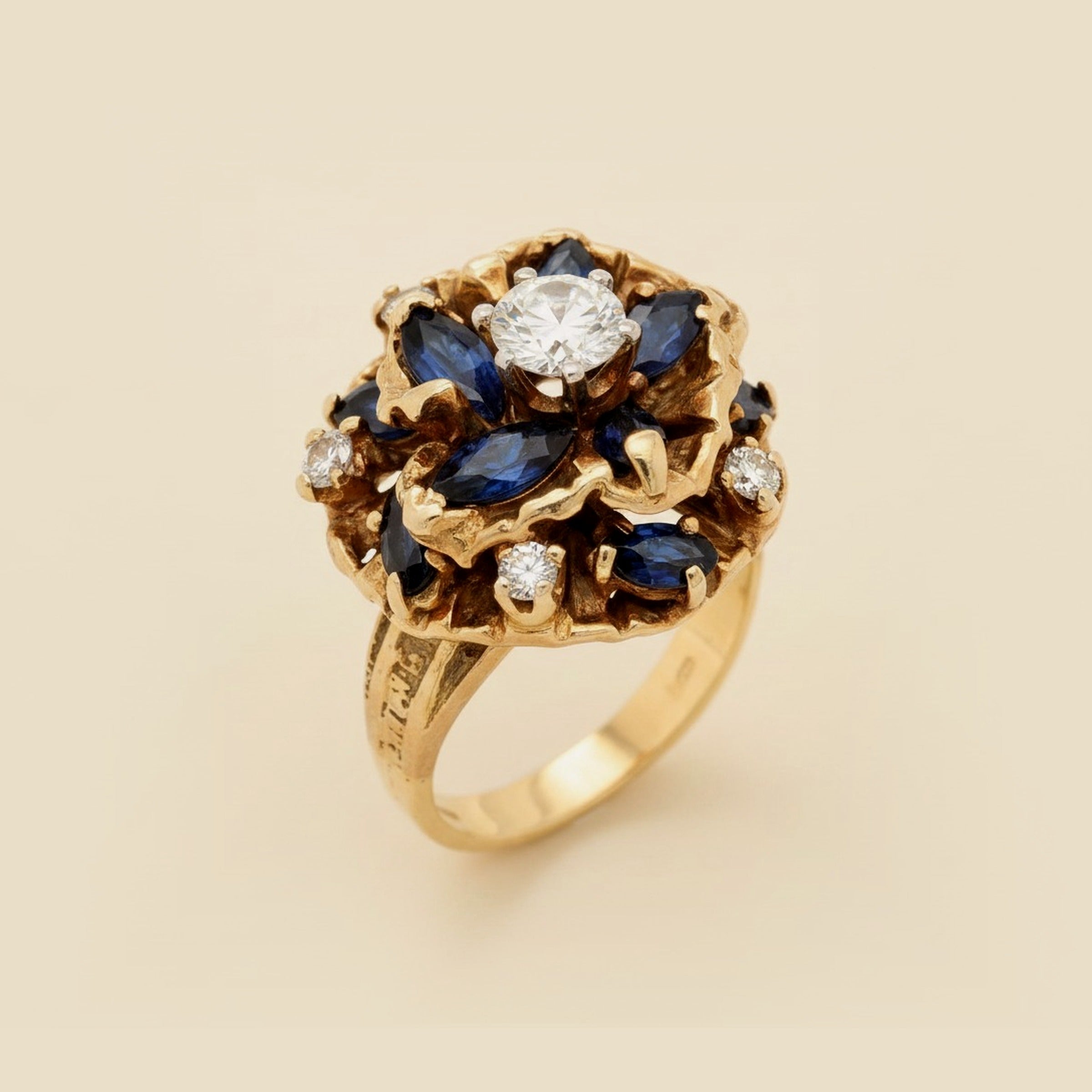 Yellow Gold Sapphire & Diamond Cocktail Ring – Empire Diamond