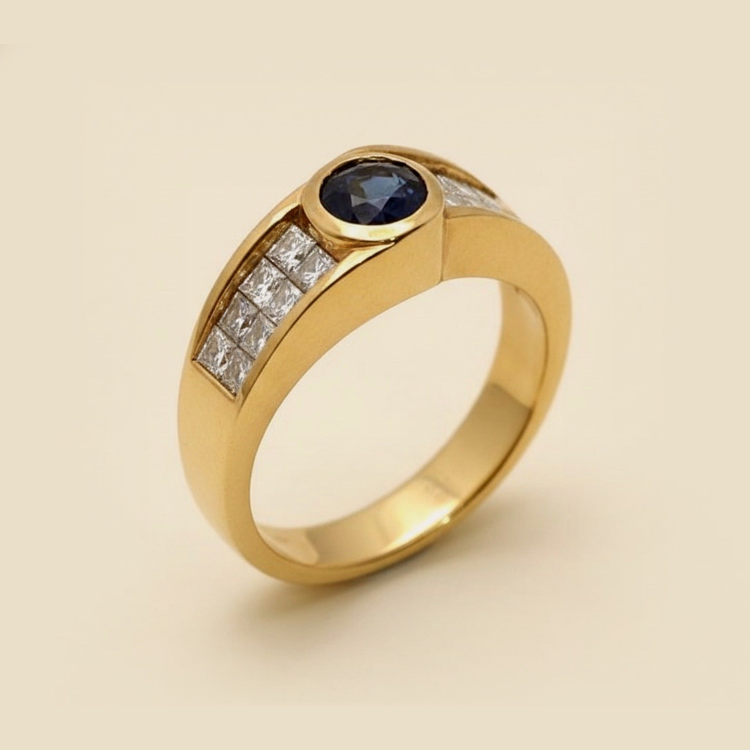 Yellow Gold Sapphire & Diamond Ring