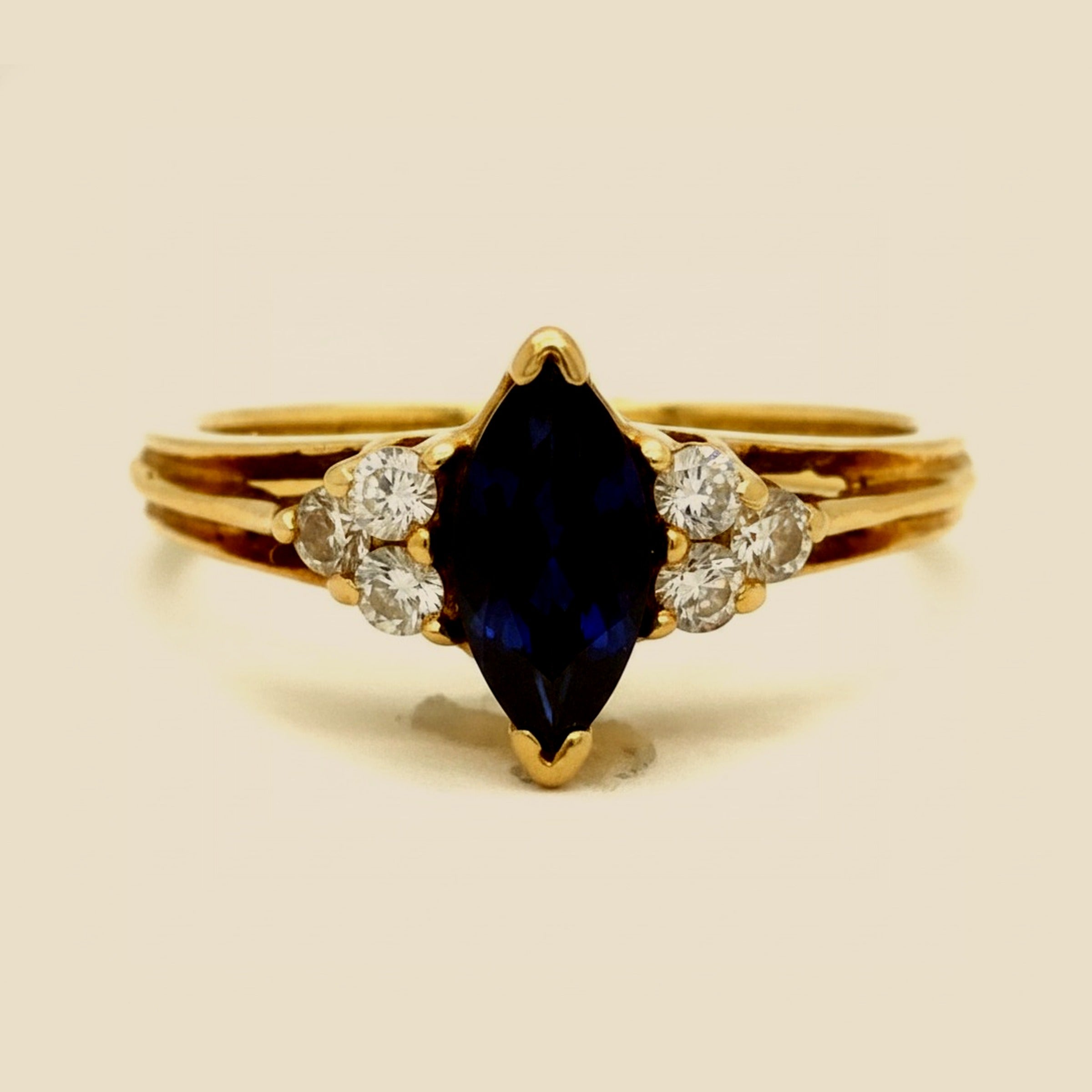 Yellow Gold Sapphire & Diamond Ring