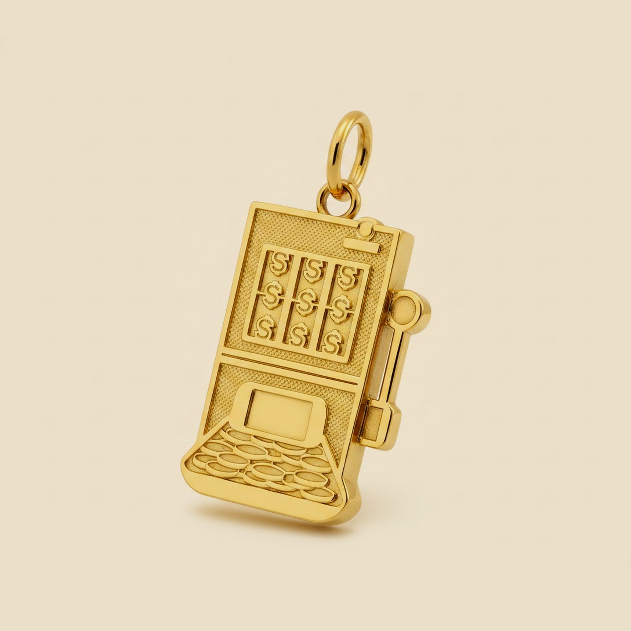 Yellow Gold Slot Machine Charm Pendant