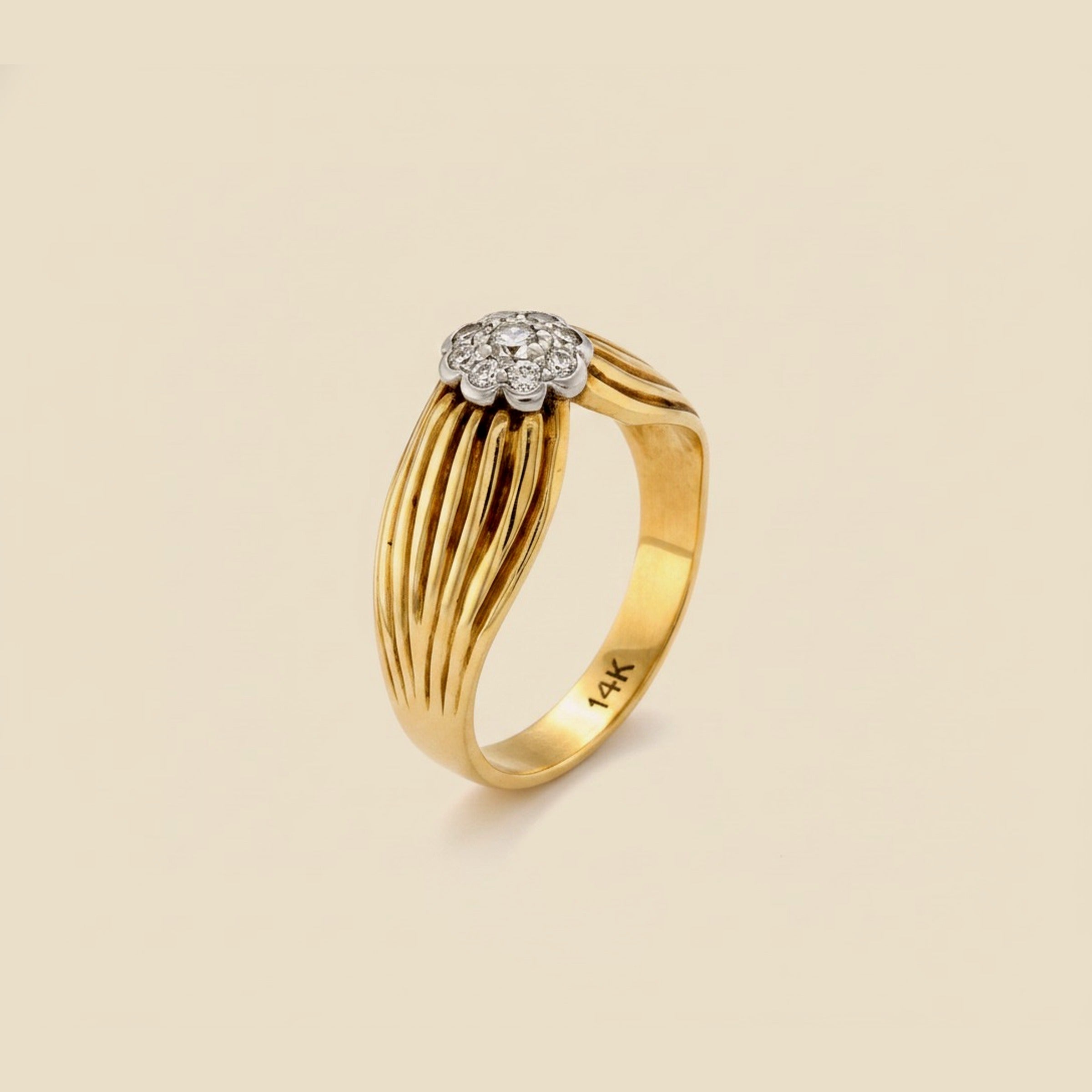 Yellow Gold Slotted Fancy Diamond Ring