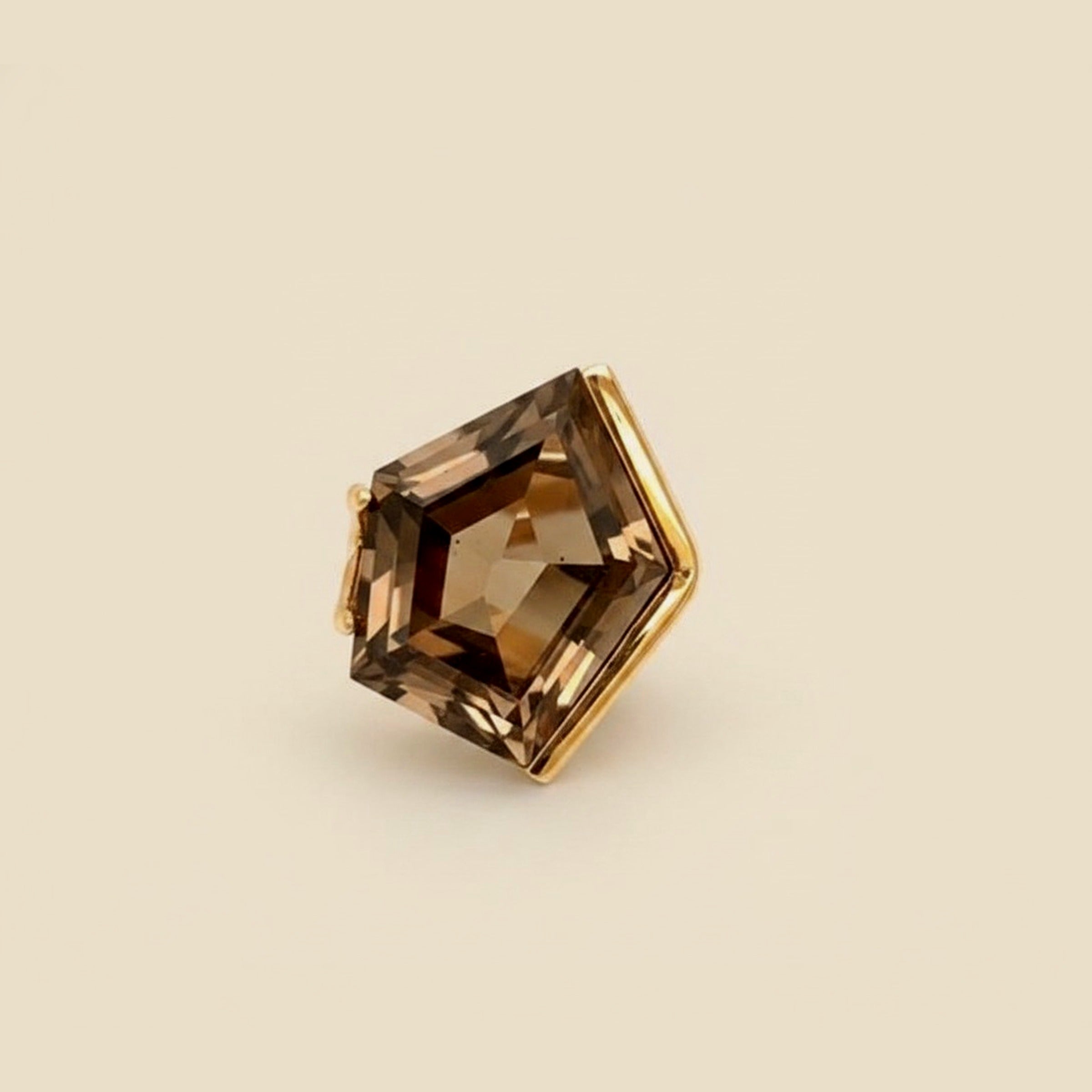 Yellow Gold Smokey Quartz 5 Sided Stone