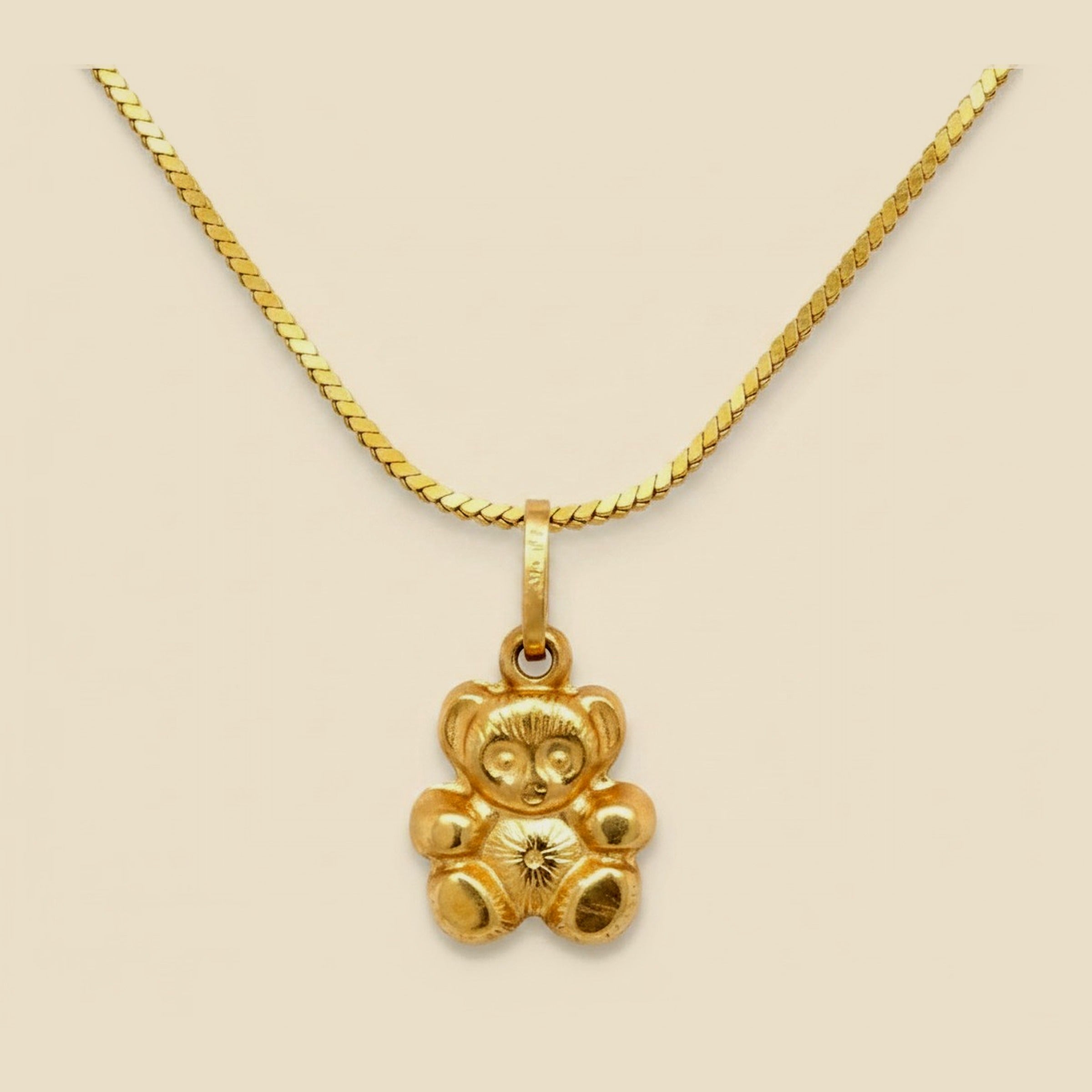 Yellow Gold Teddy Bear Pendant Charm