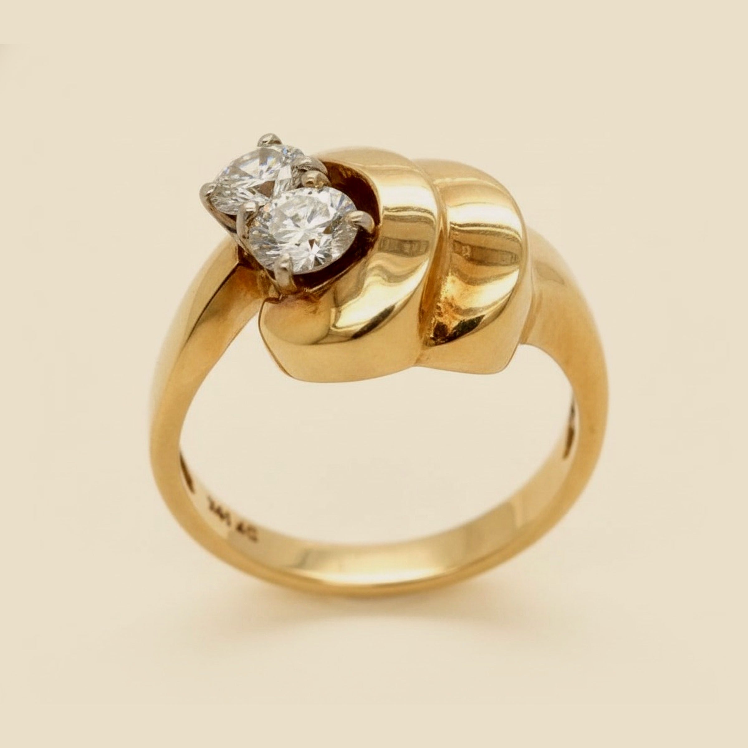 Yellow Gold Twin Diamond Cocktail Ring
