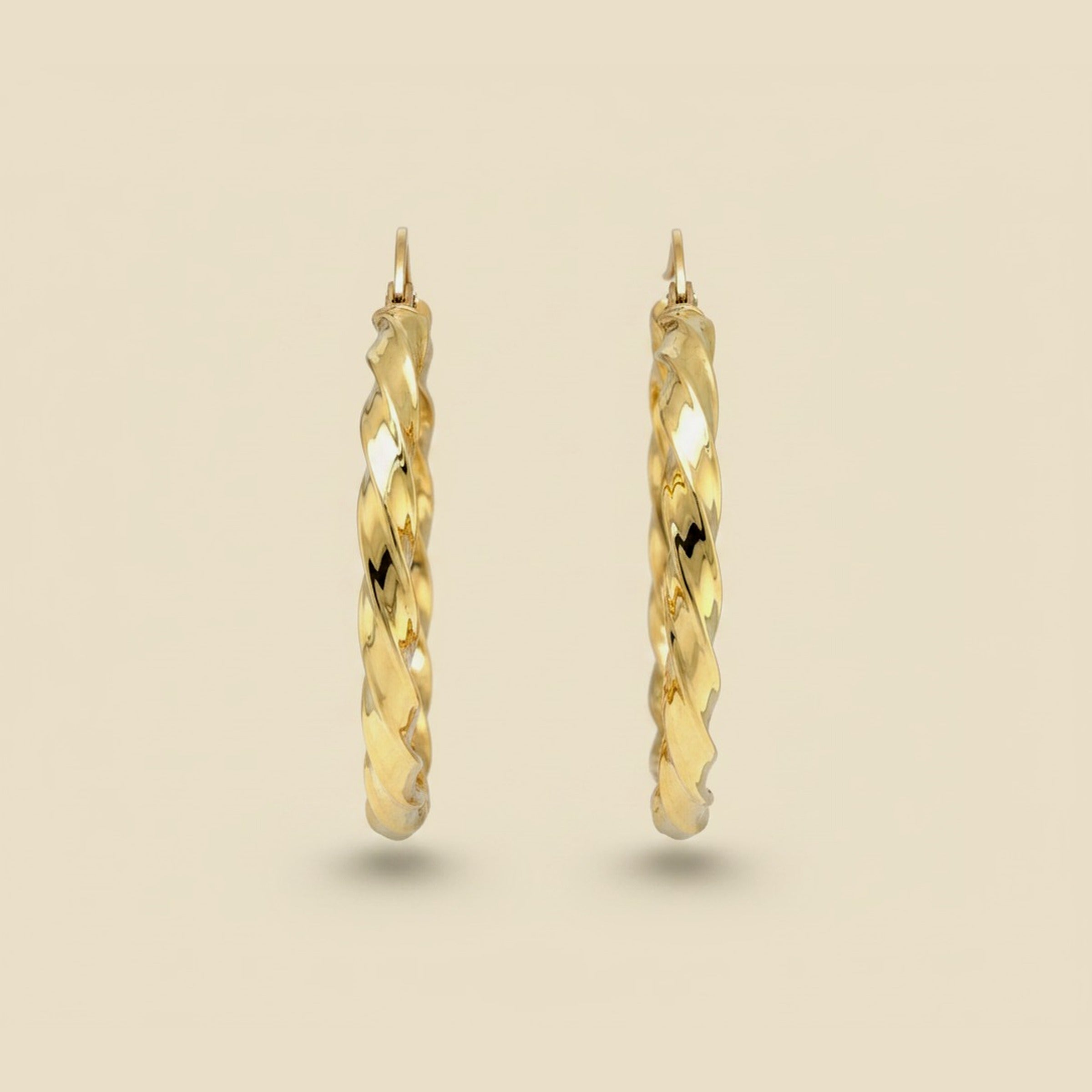 Yellow Gold Twisted Hoop Earrings