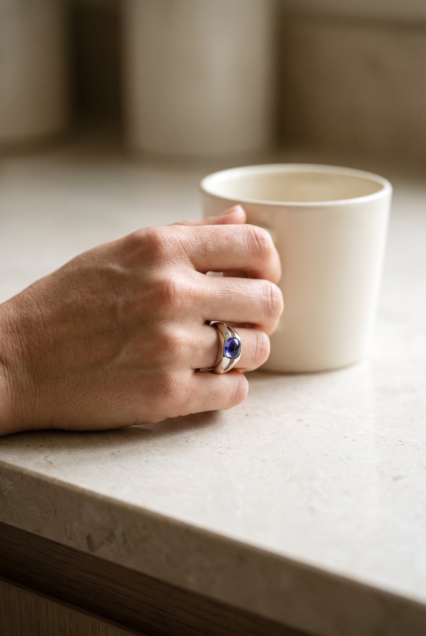 Gent's Tiffany & Co. Iolite Ring — shown worn, second view