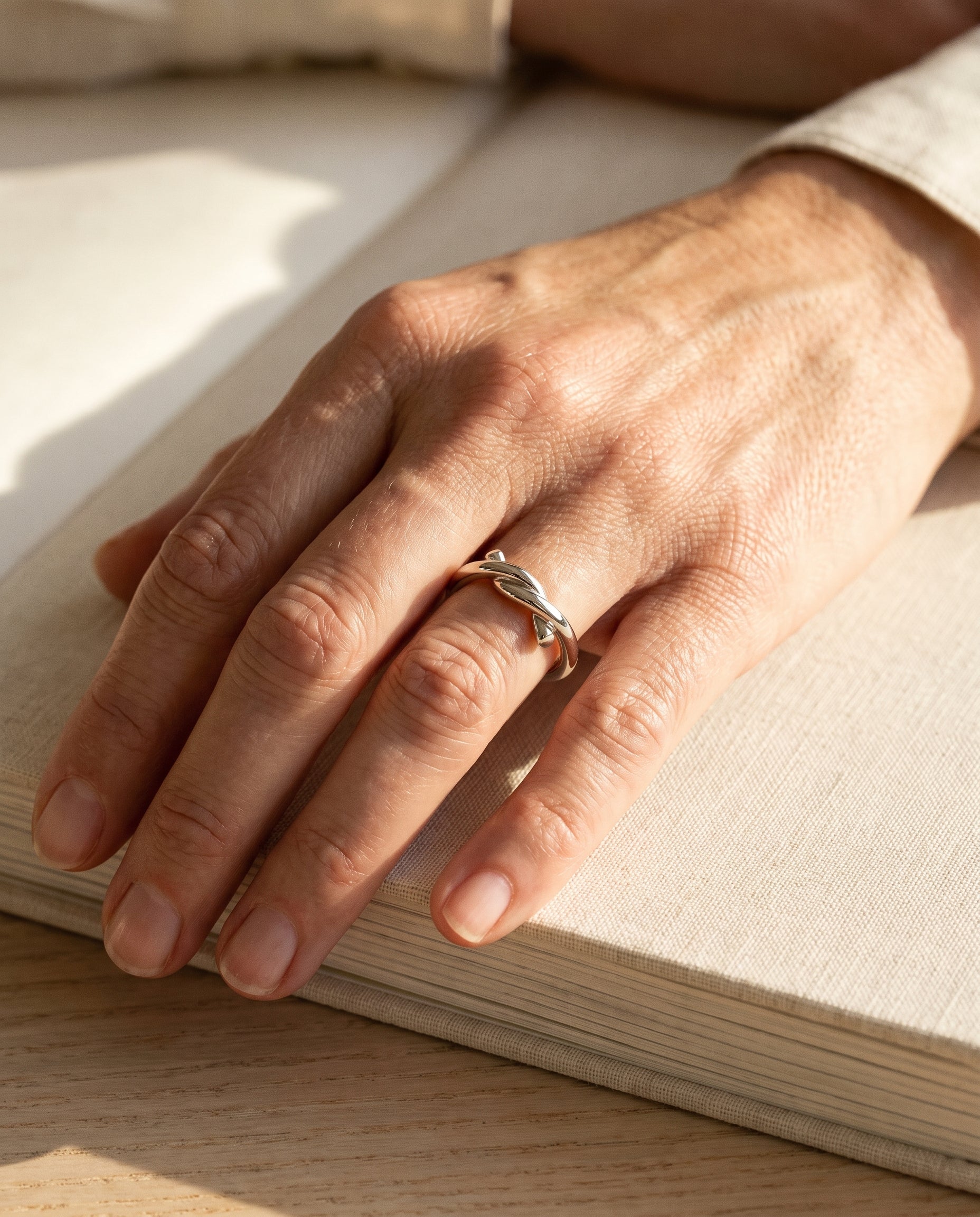 Estate Cartier Entre Lace 18k White Gold Ring — shown worn