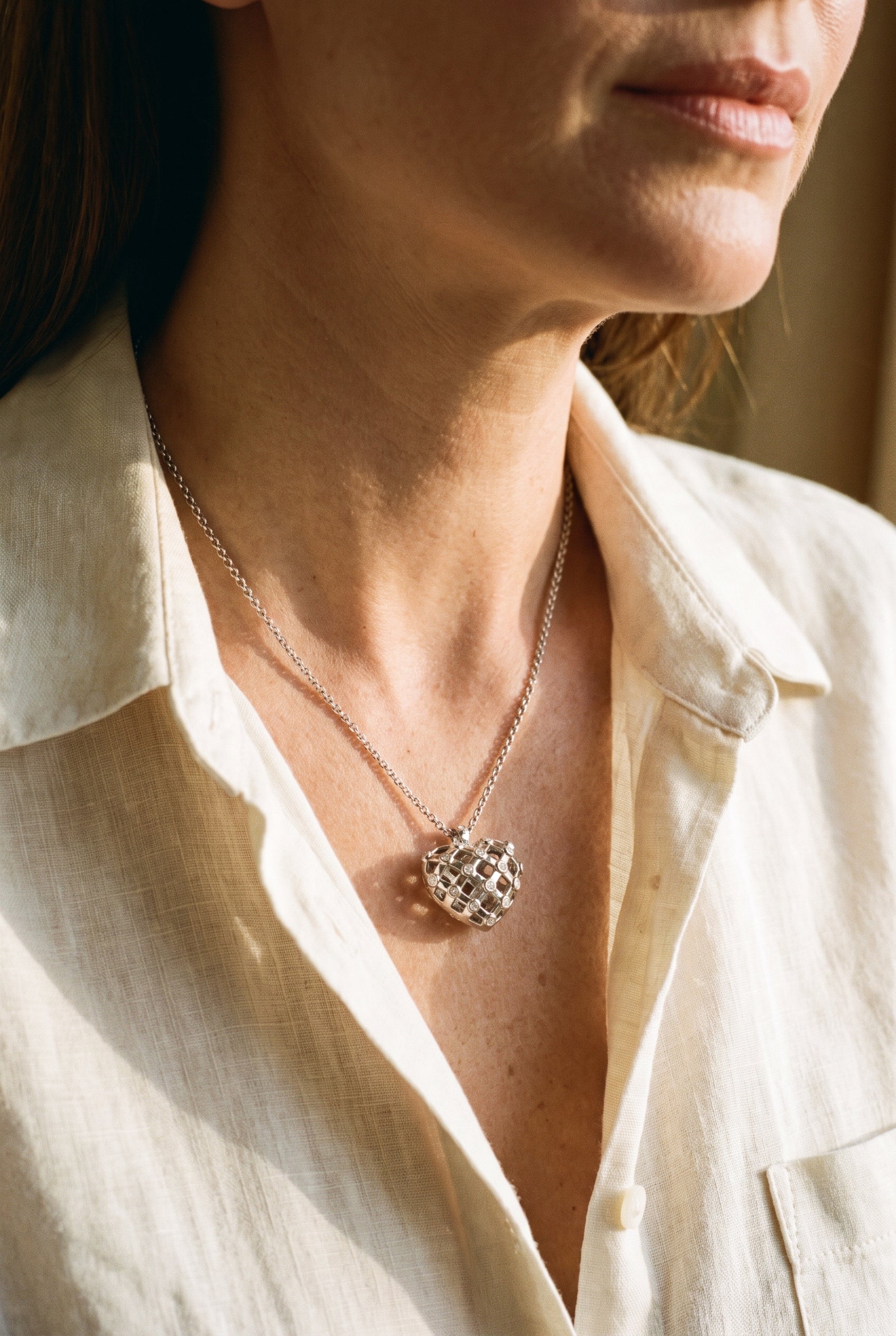 Tiffany & Co. Vanerie Diamond Heart — shown worn