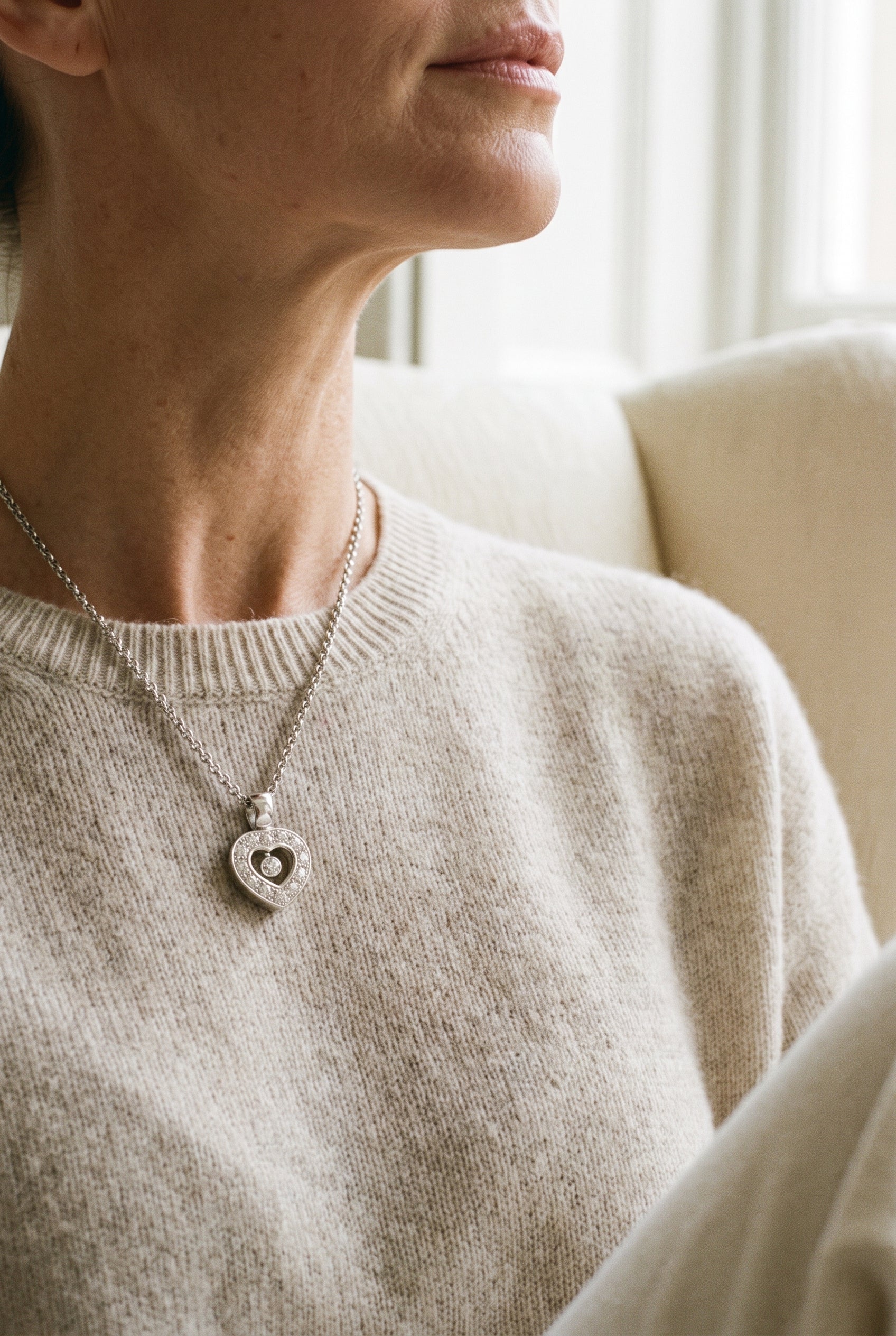 Chopard "Happy Diamond" Heart Pendant — shown worn, second view
