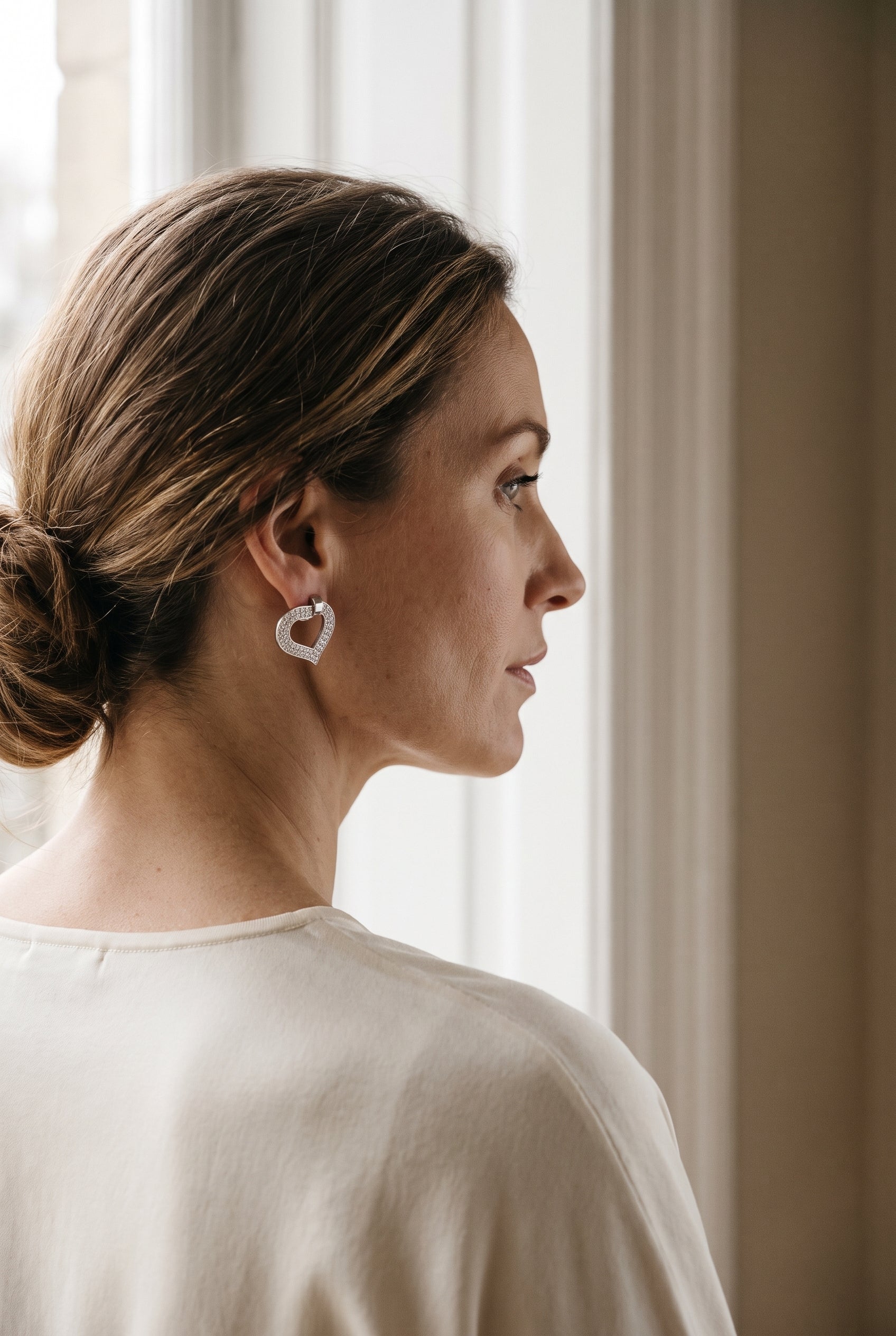 Chopard 18k White Gold Diamond Earrings — shown worn, second view
