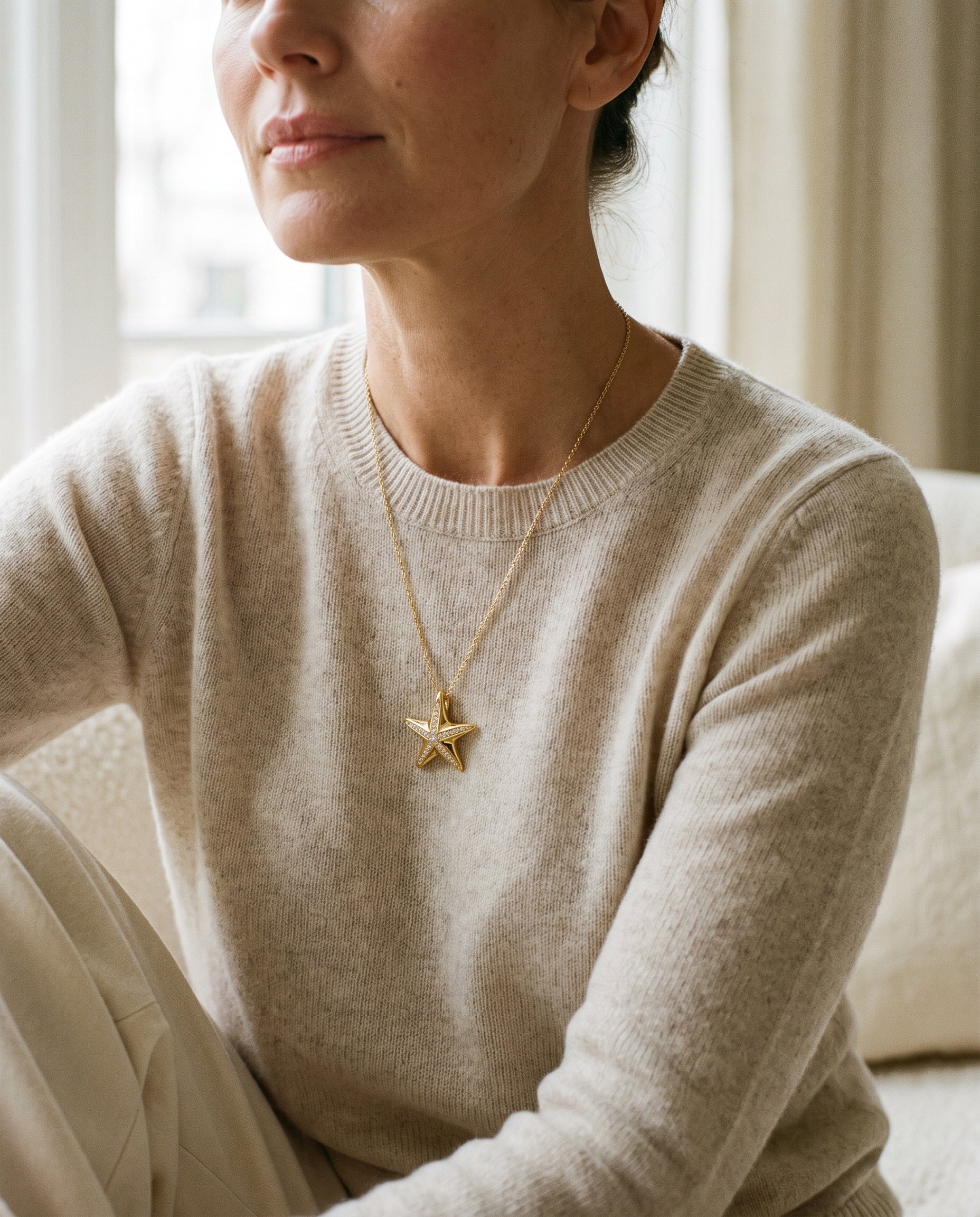 Tiffany & Co. Elsa Peretti Diamond Starfish Pendant — shown worn, second view