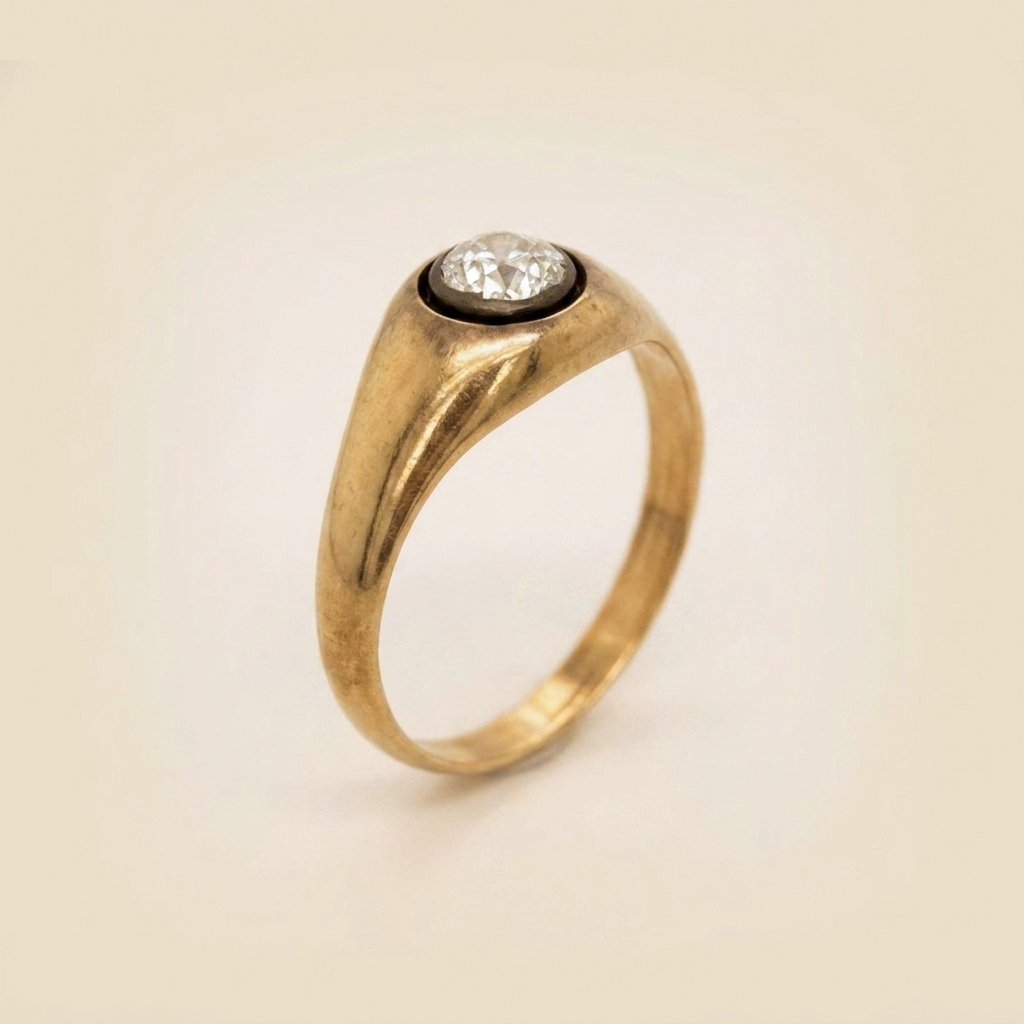 14k Yellow Gold Diamond Solitaire Ring - alternate view