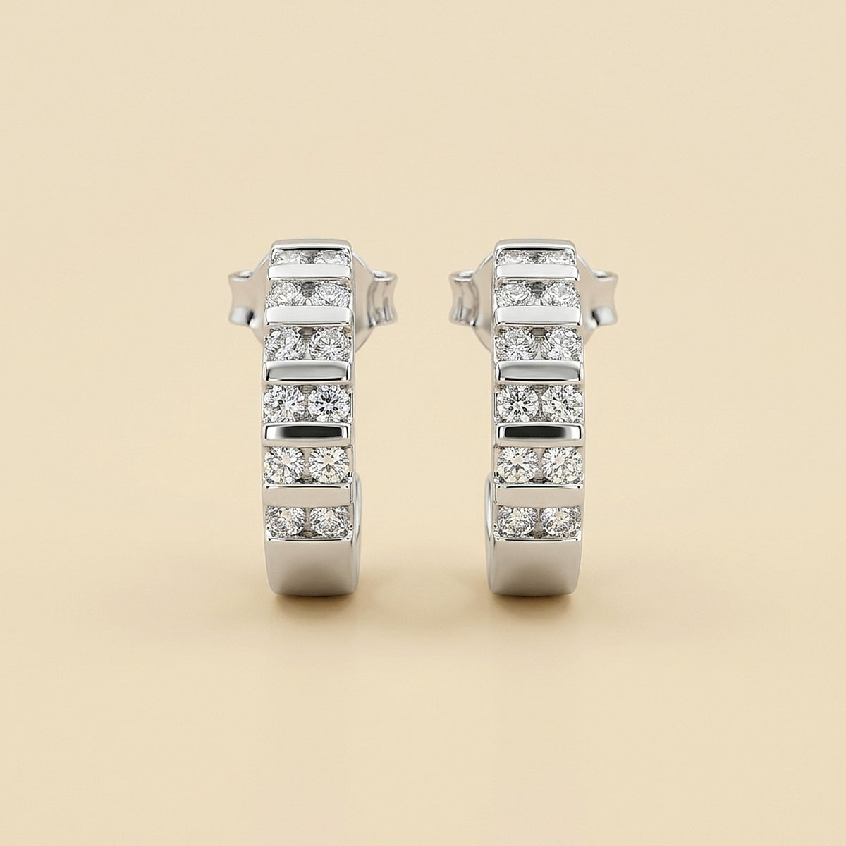 White Gold Diamond "J" Hoop Earrings