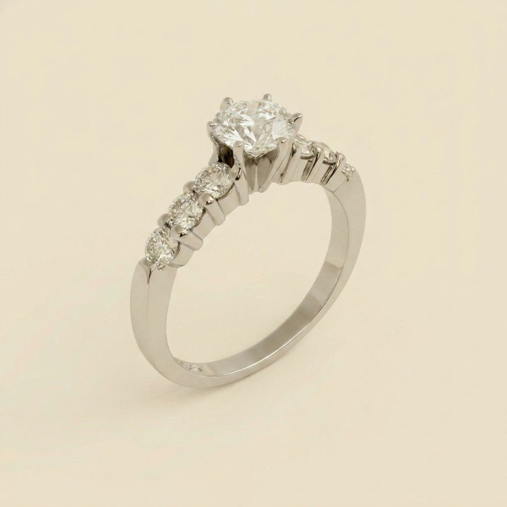 White Gold Diamond Engagement Ring - alternate view