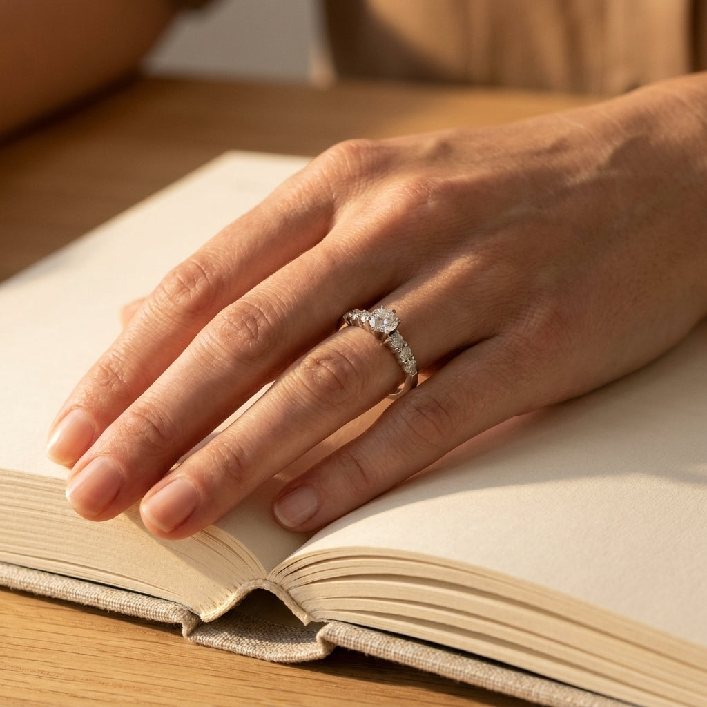 White Gold Diamond Engagement Ring - editorial