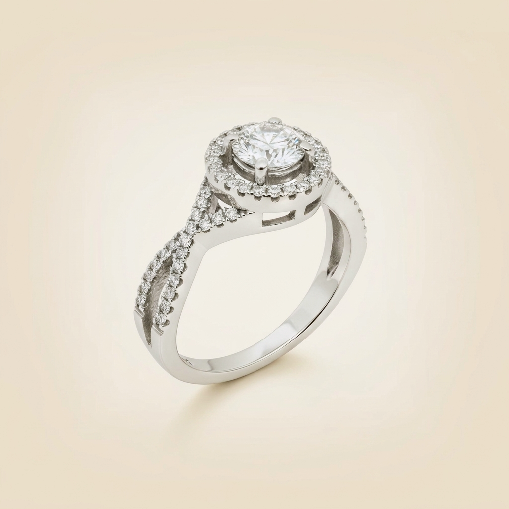 White Gold Diamond Engagement Ring - alternate view