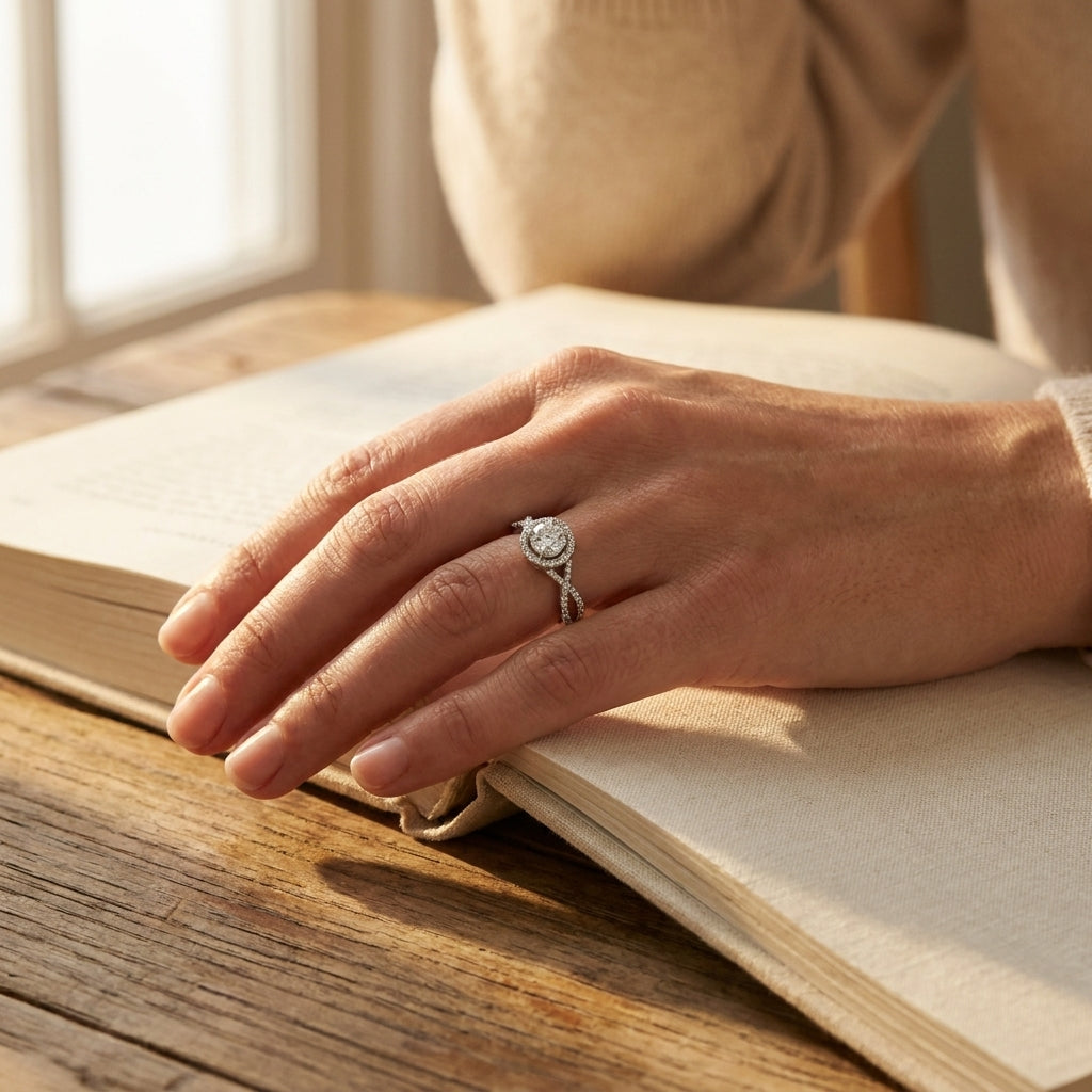 White Gold Diamond Engagement Ring - editorial