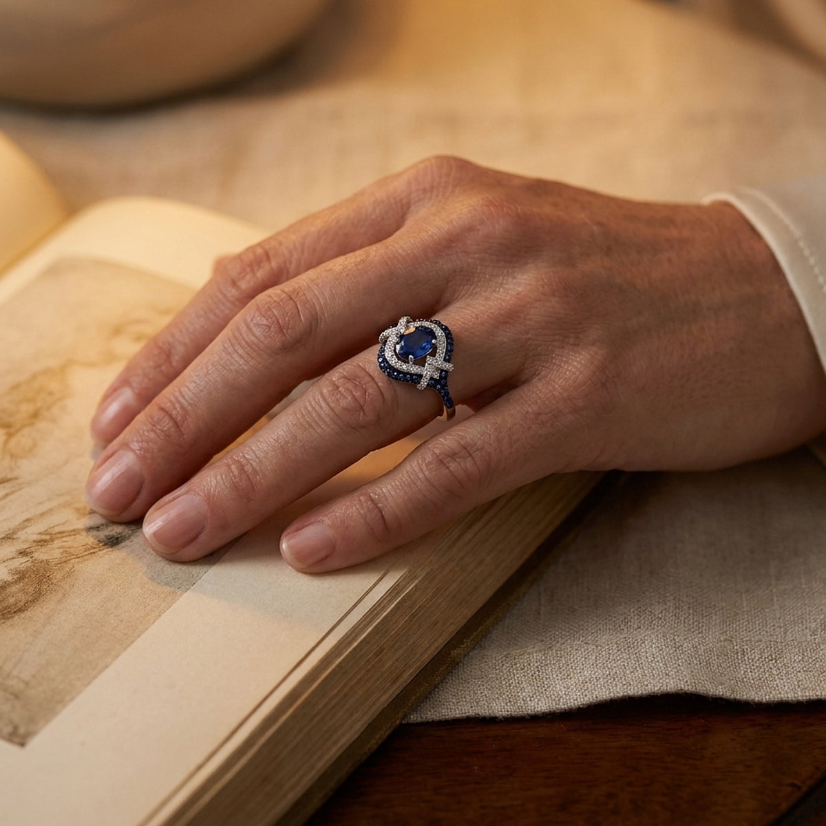 Effy 14k White Gold Sapphire & Diamond Ring