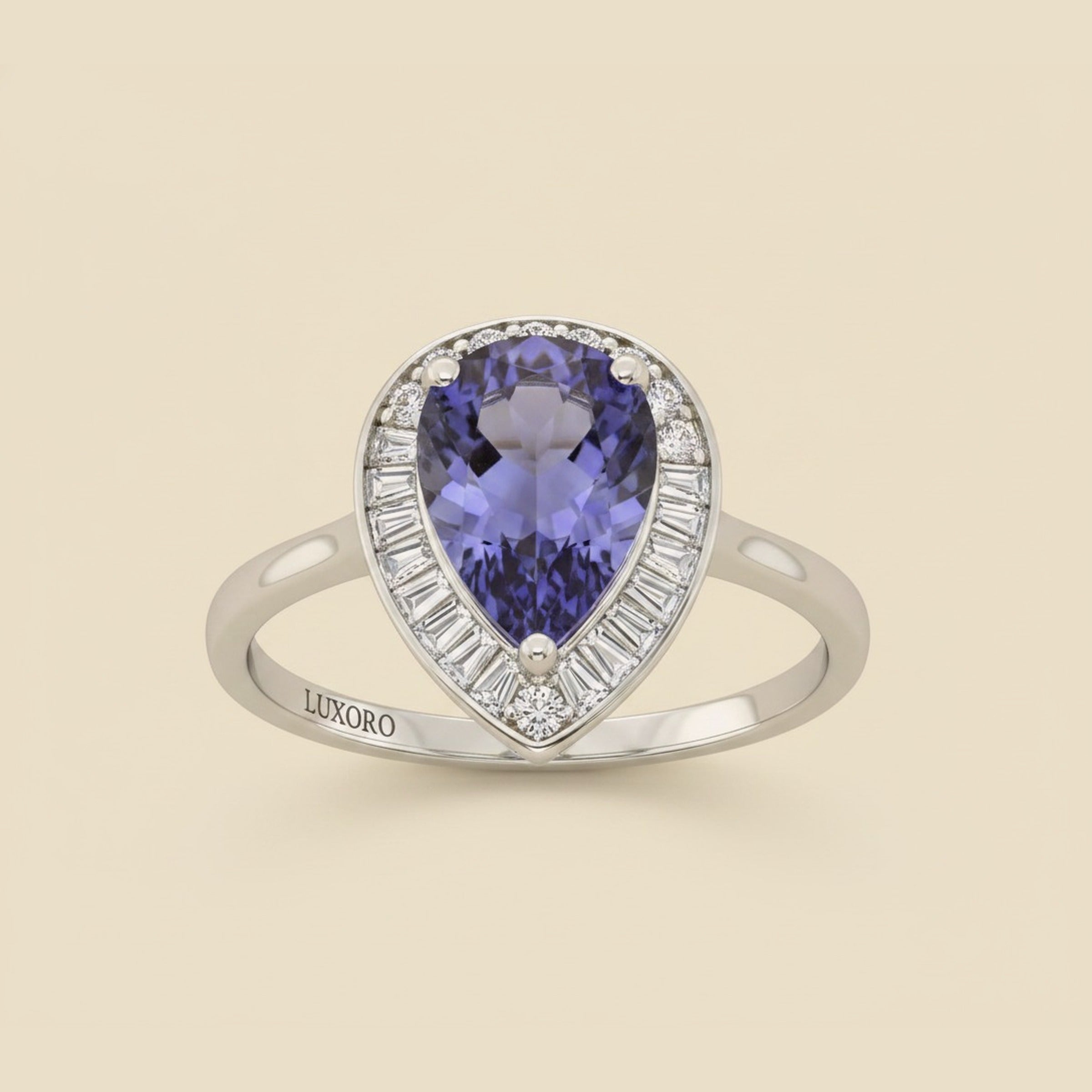 10k White Gold Tanzanite & Diamond Ring
