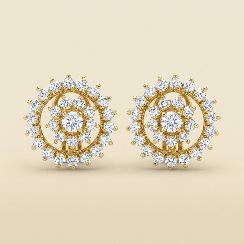 18k Yellow Gold Diamond Spiral Earrings - hero