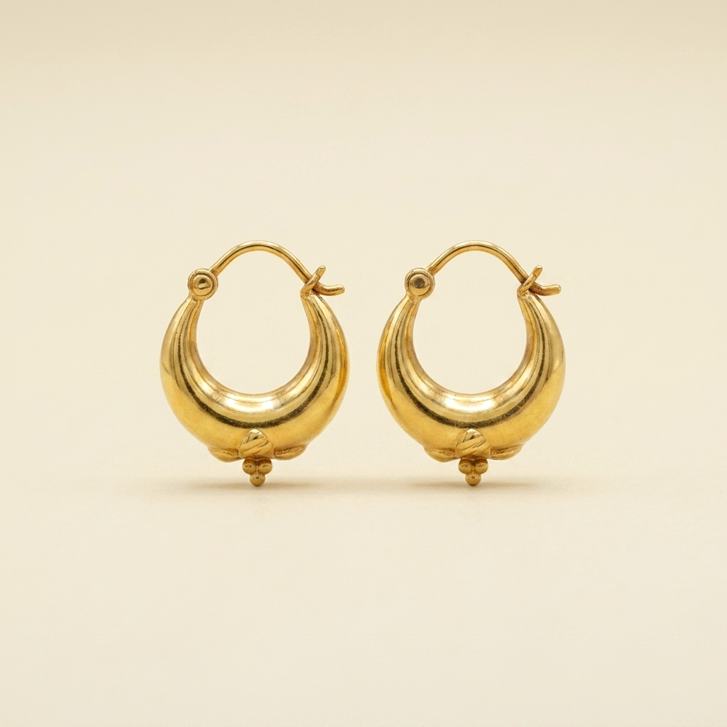 22k Yellow Gold Ornate Hoop Earrings - hero