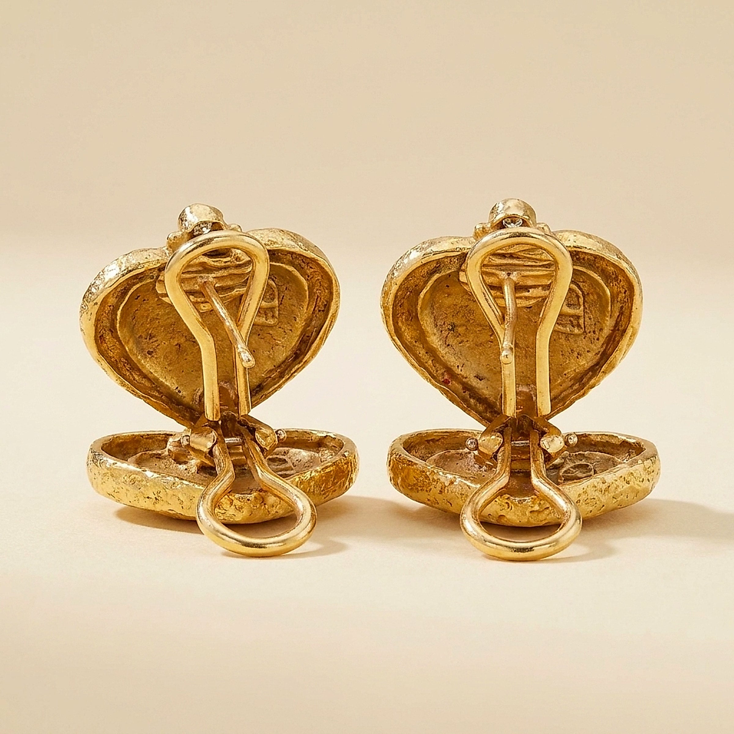 18k Yellow Gold Cherub Diamond Ear Clips