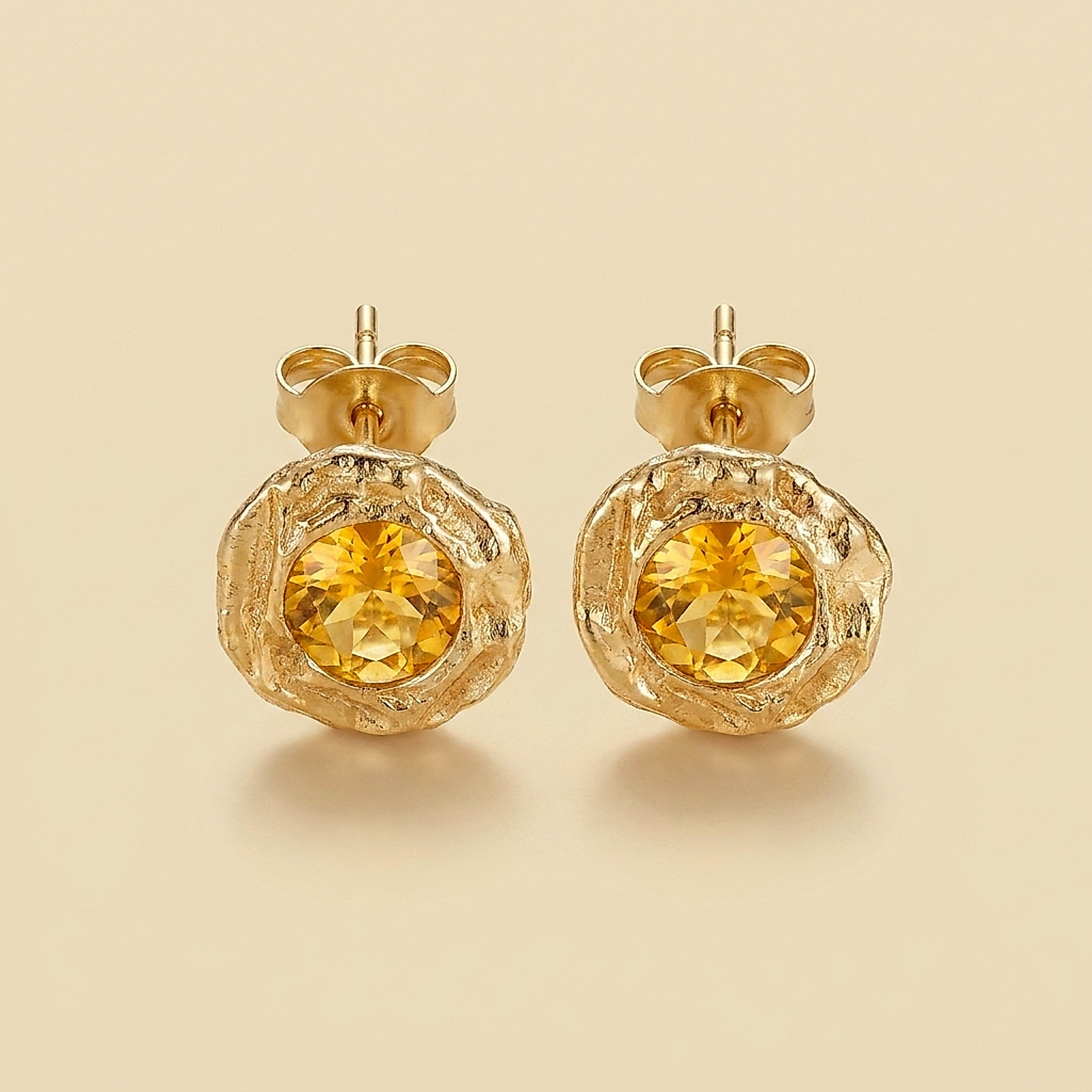 Handcrafted 14k Yellow Gold Citrine Earrings