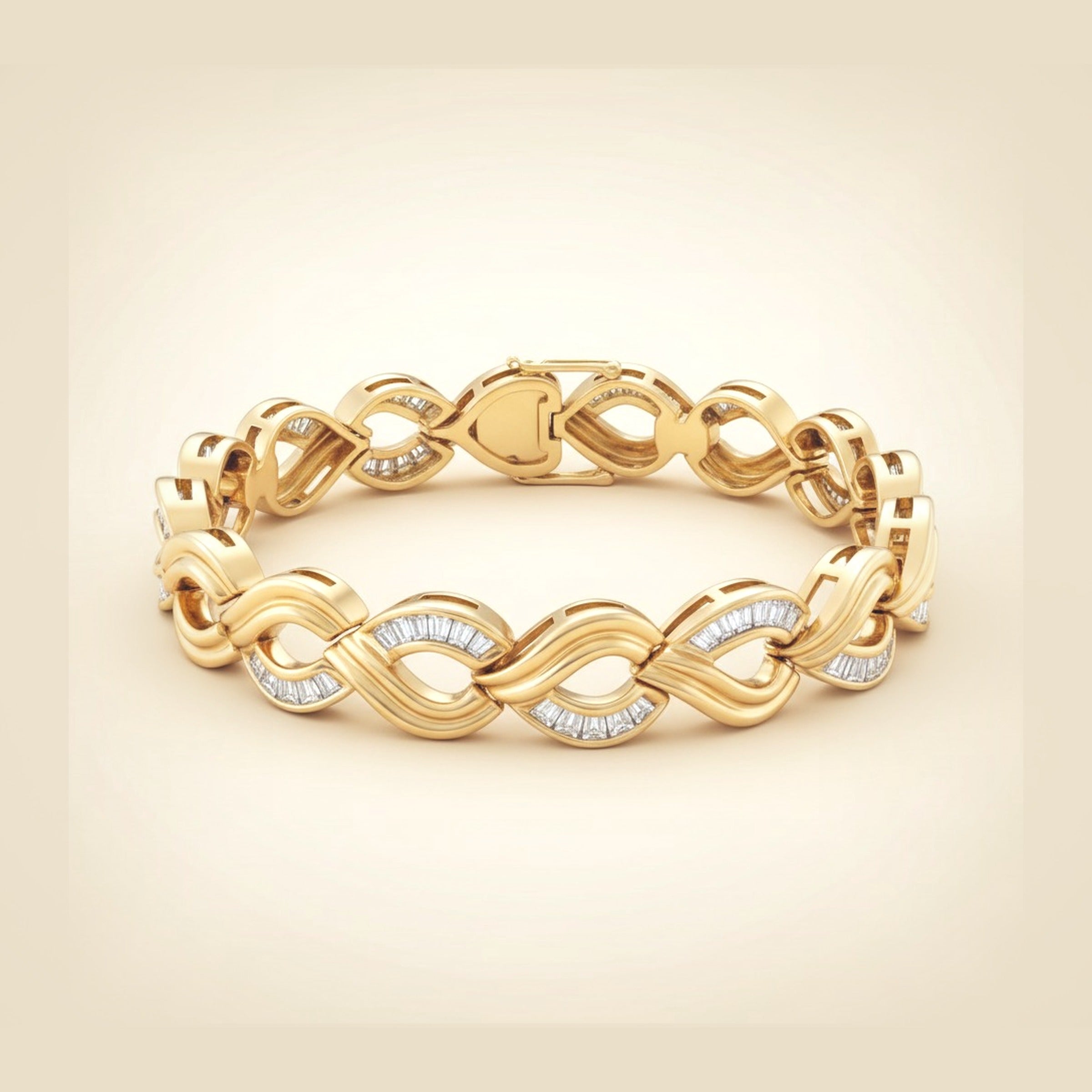 14K Baguette Diamond Link Bracelet