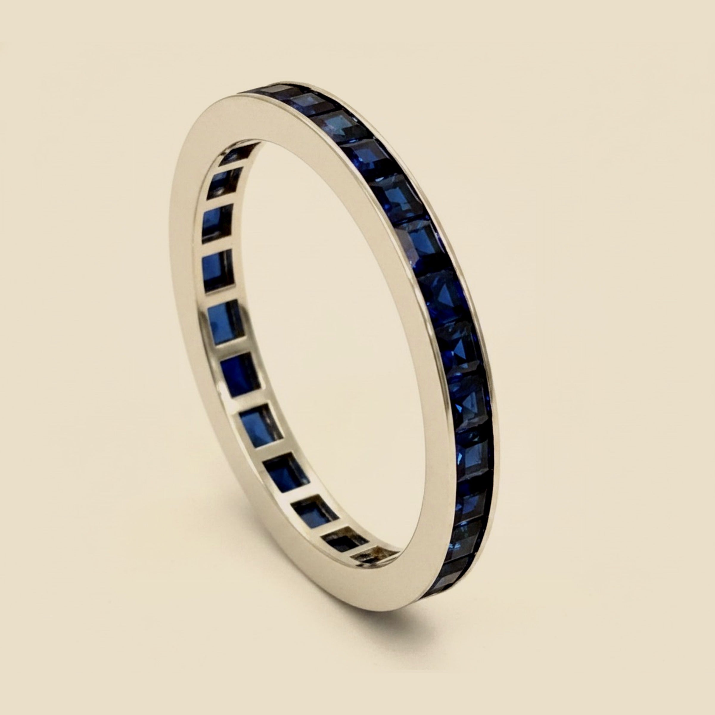 14k White Gold Natural Sapphire Eternity Band