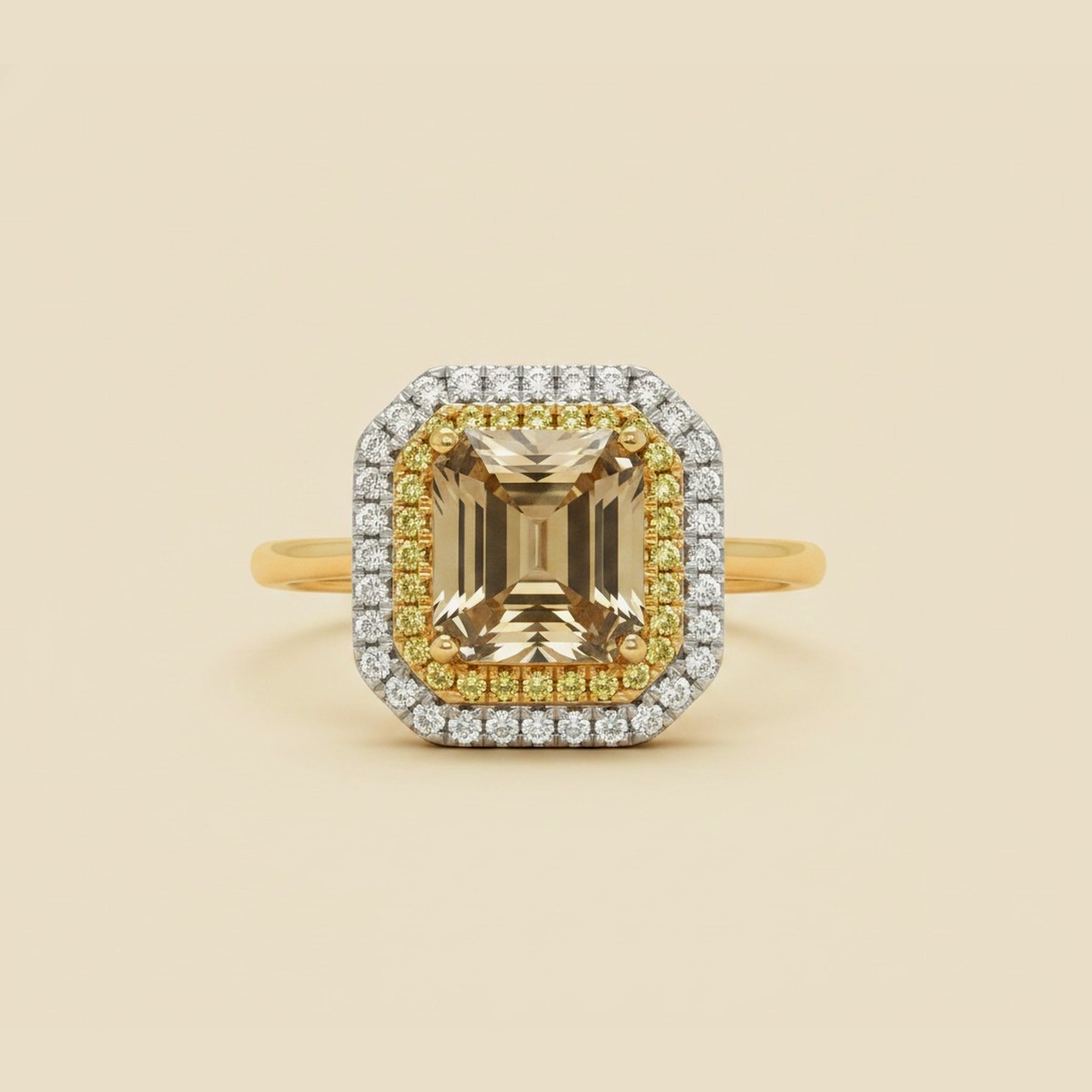 14k Yellow Gold Citrine & Diamond Cocktail Ring