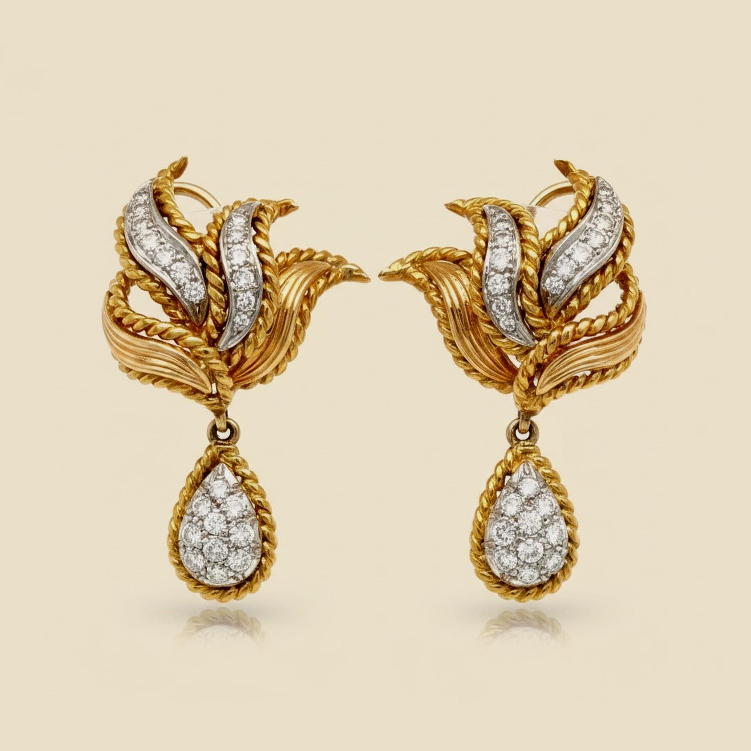 14k Yellow Gold Diamond Drop Earrings