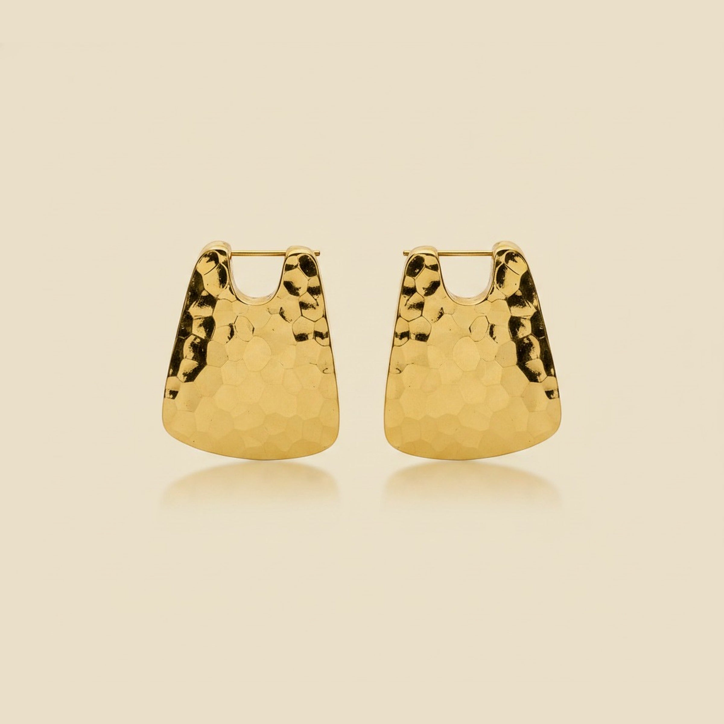 14k Yellow Gold Hammered Earrings