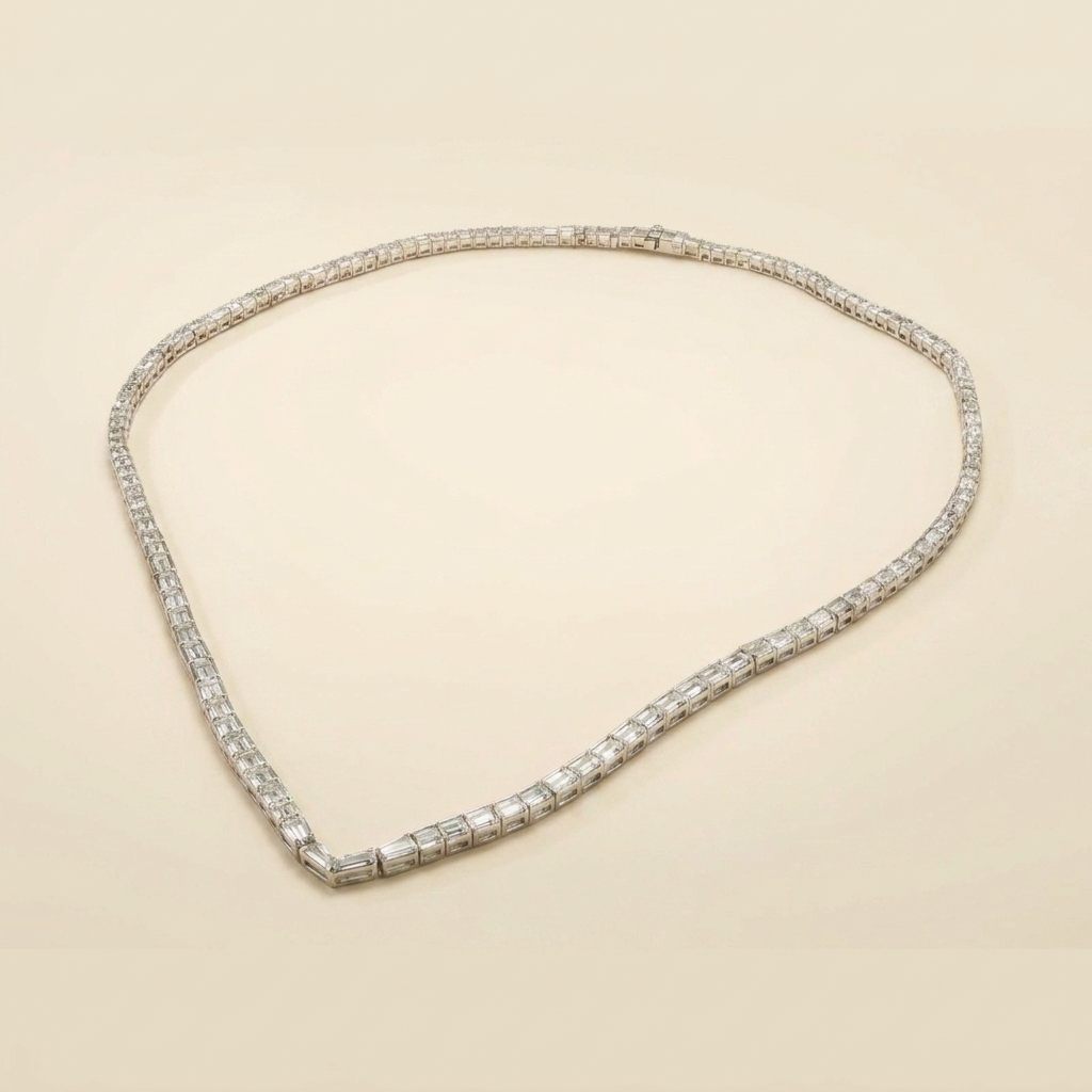 Platinum Diamond Riviera Necklace - alternate view