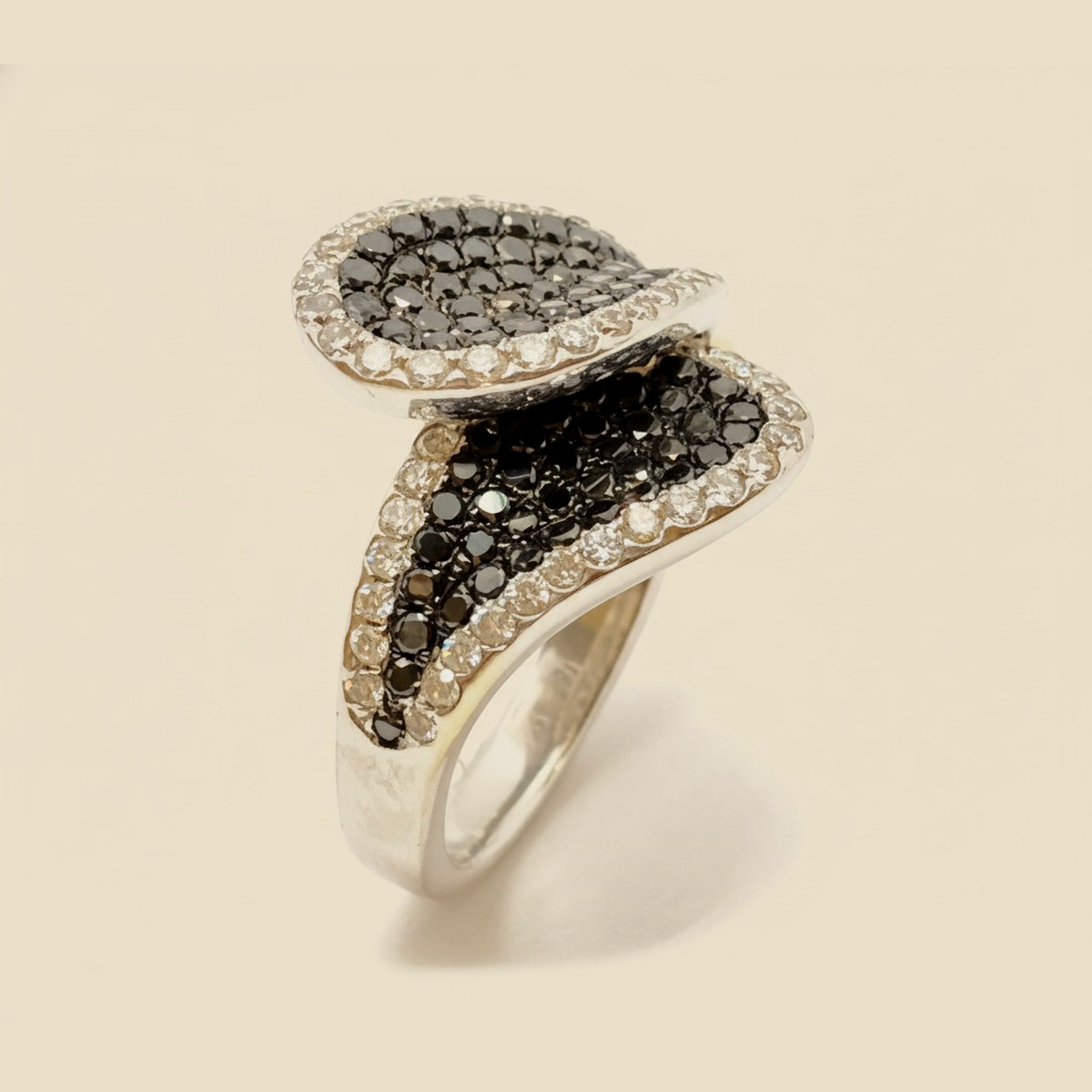 18K Black & White Diamond Bypass Ring – Empire Diamond