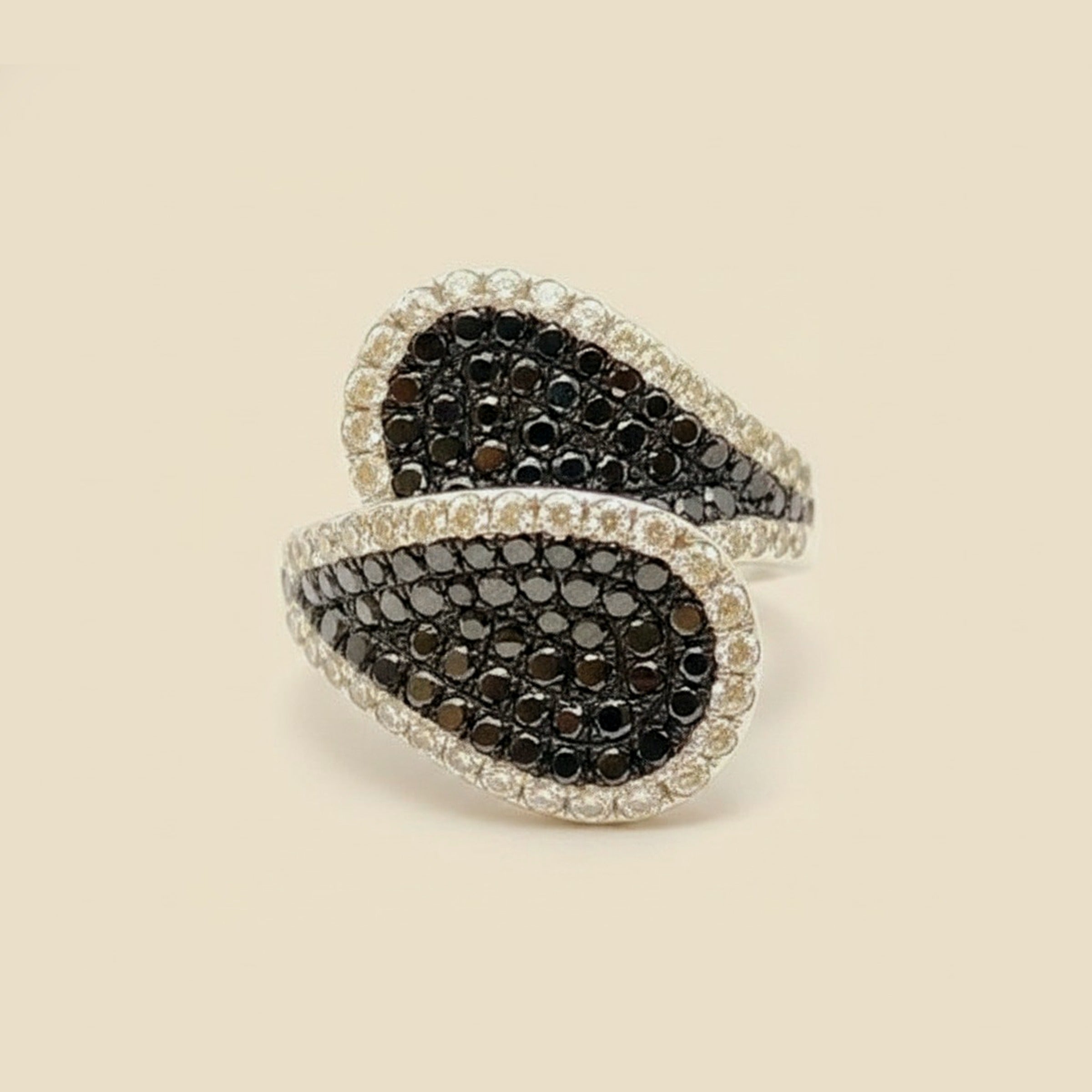 18K Black & White Diamond Bypass Ring – Empire Diamond – view 2