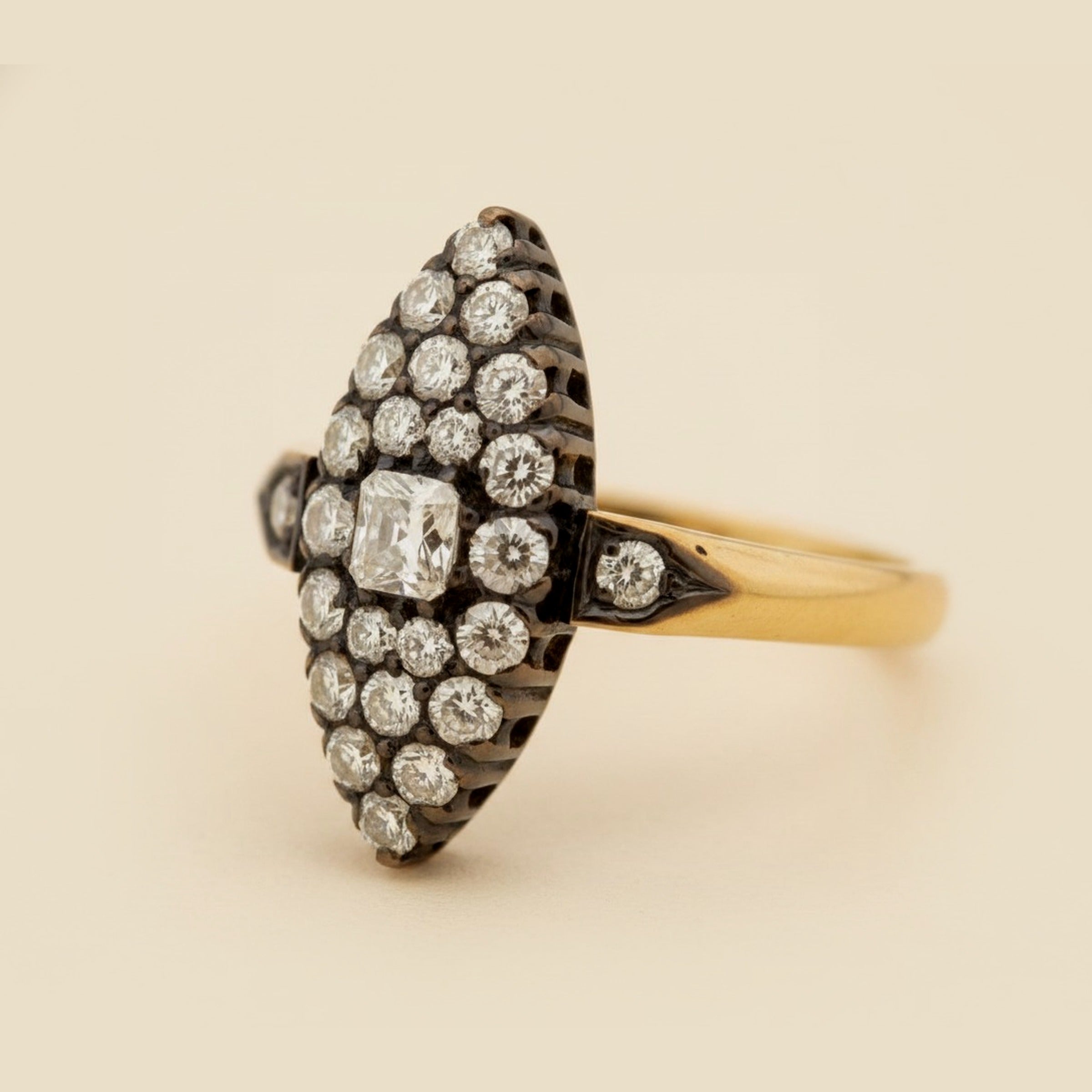 18K Rose Gold Victorian Diamond Dinner Ring