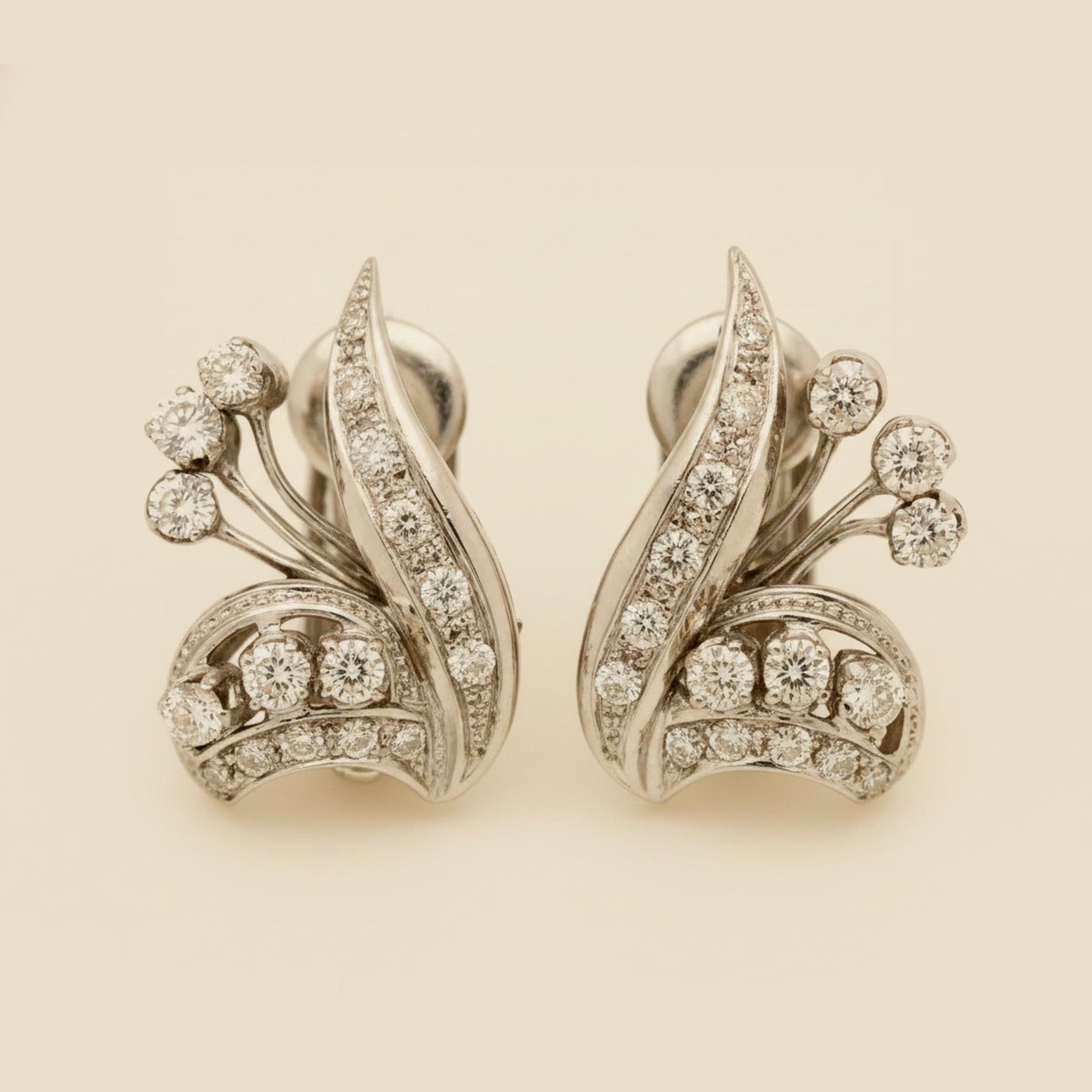 18k White Gold Diamond Spray Earrings