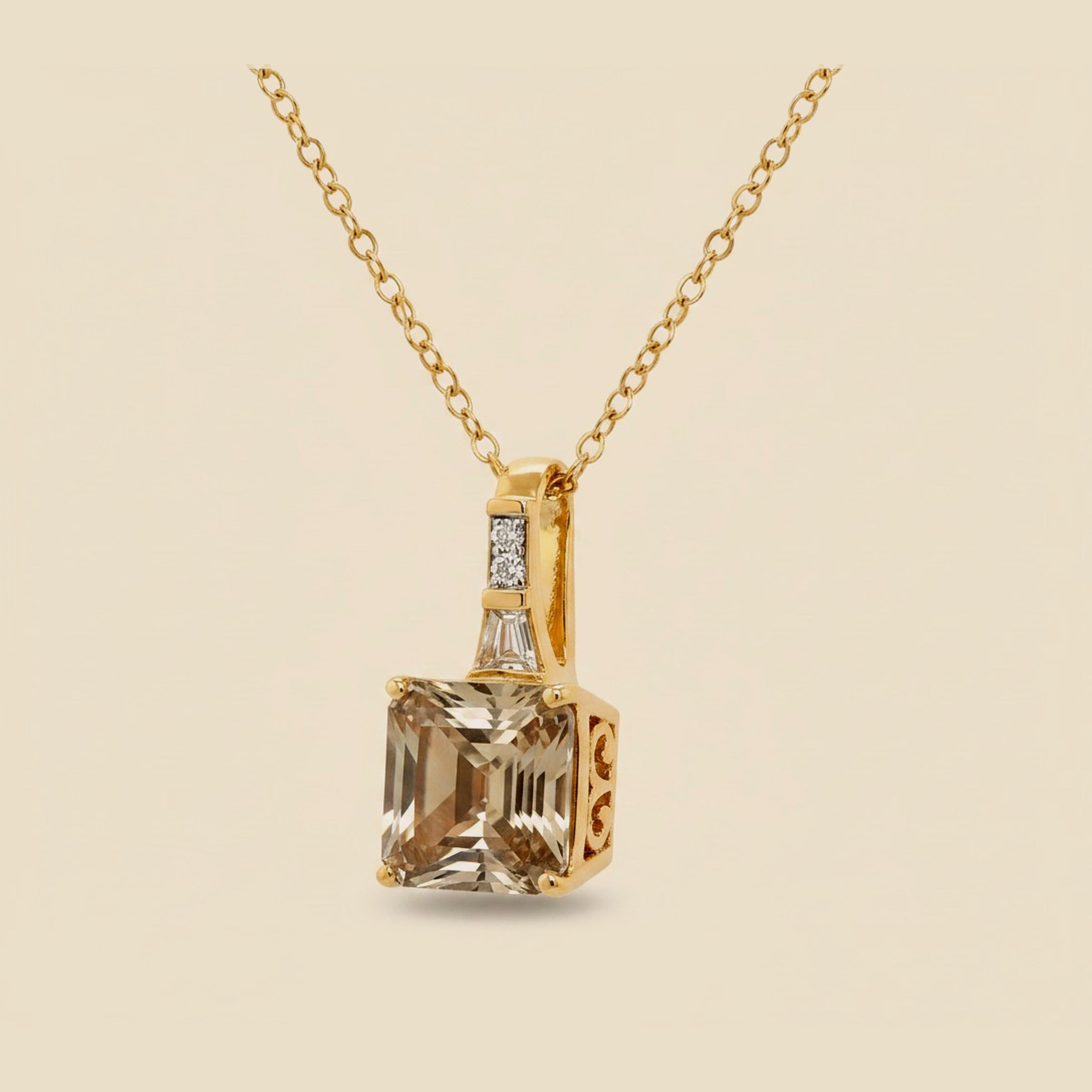 18k Yellow Gold Citrine & Diamond Pendant