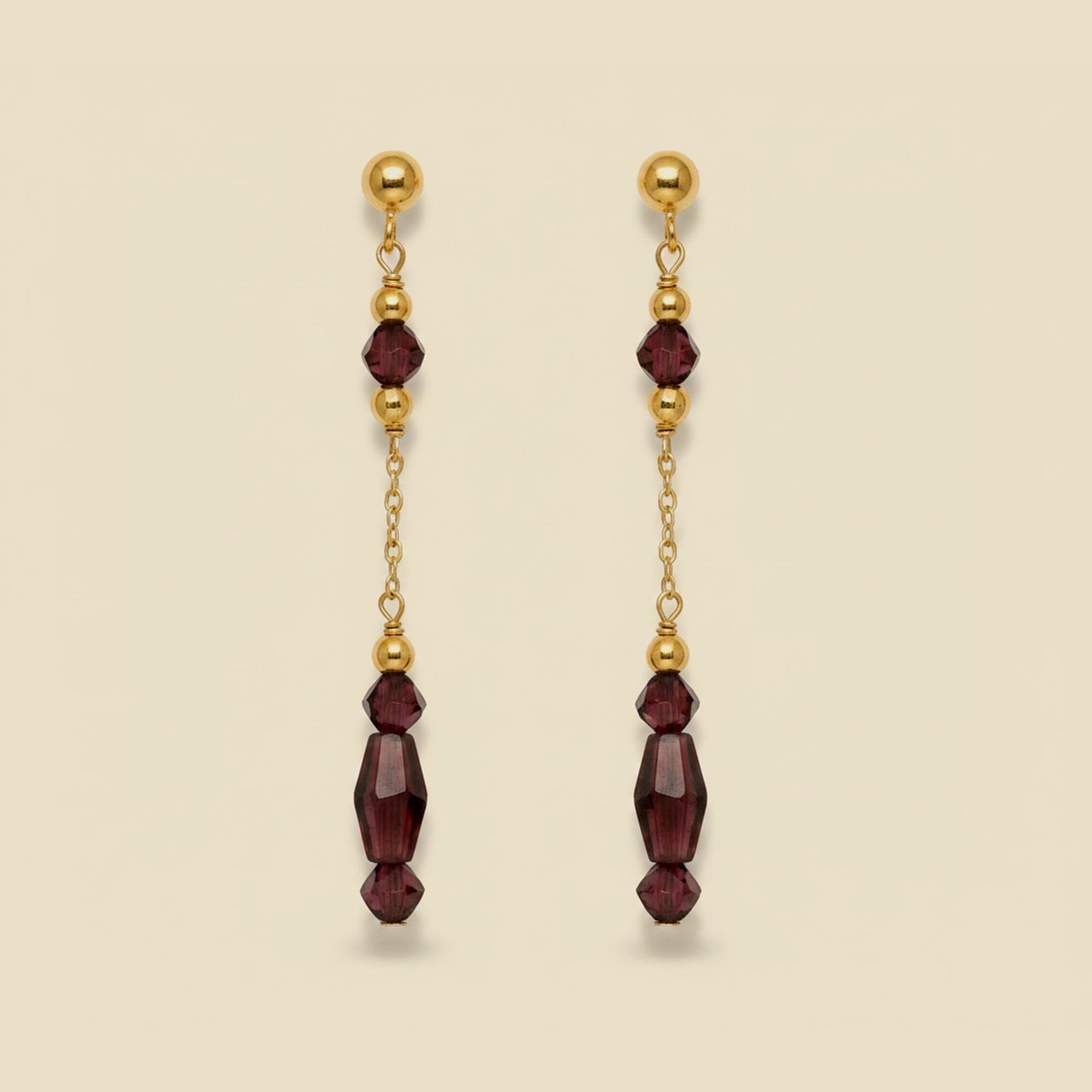 18K Yellow Gold Ruby Drop Earrings