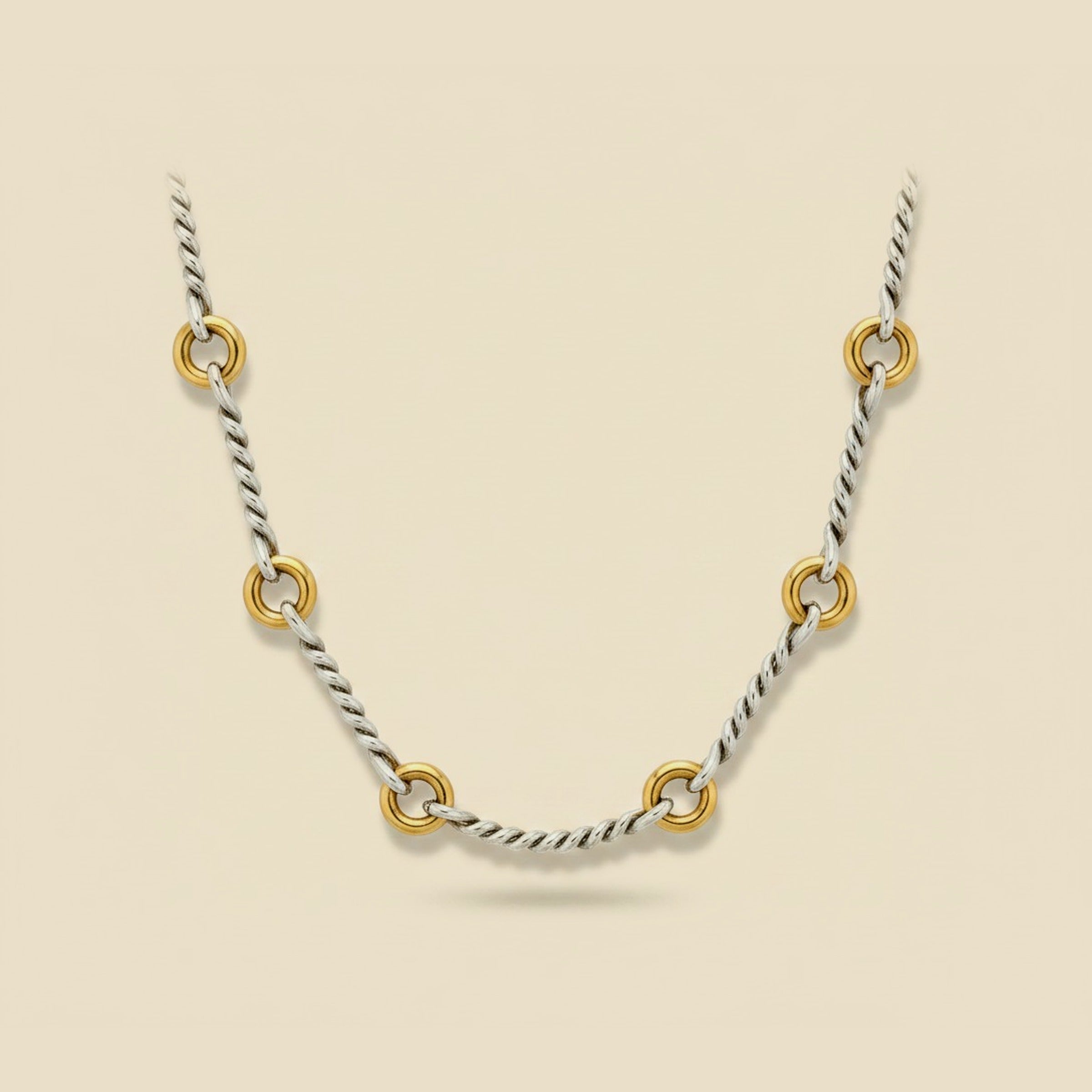 2-Tone 14K Italy Knotted Circle Link Chain Necklace – Empire Diamond